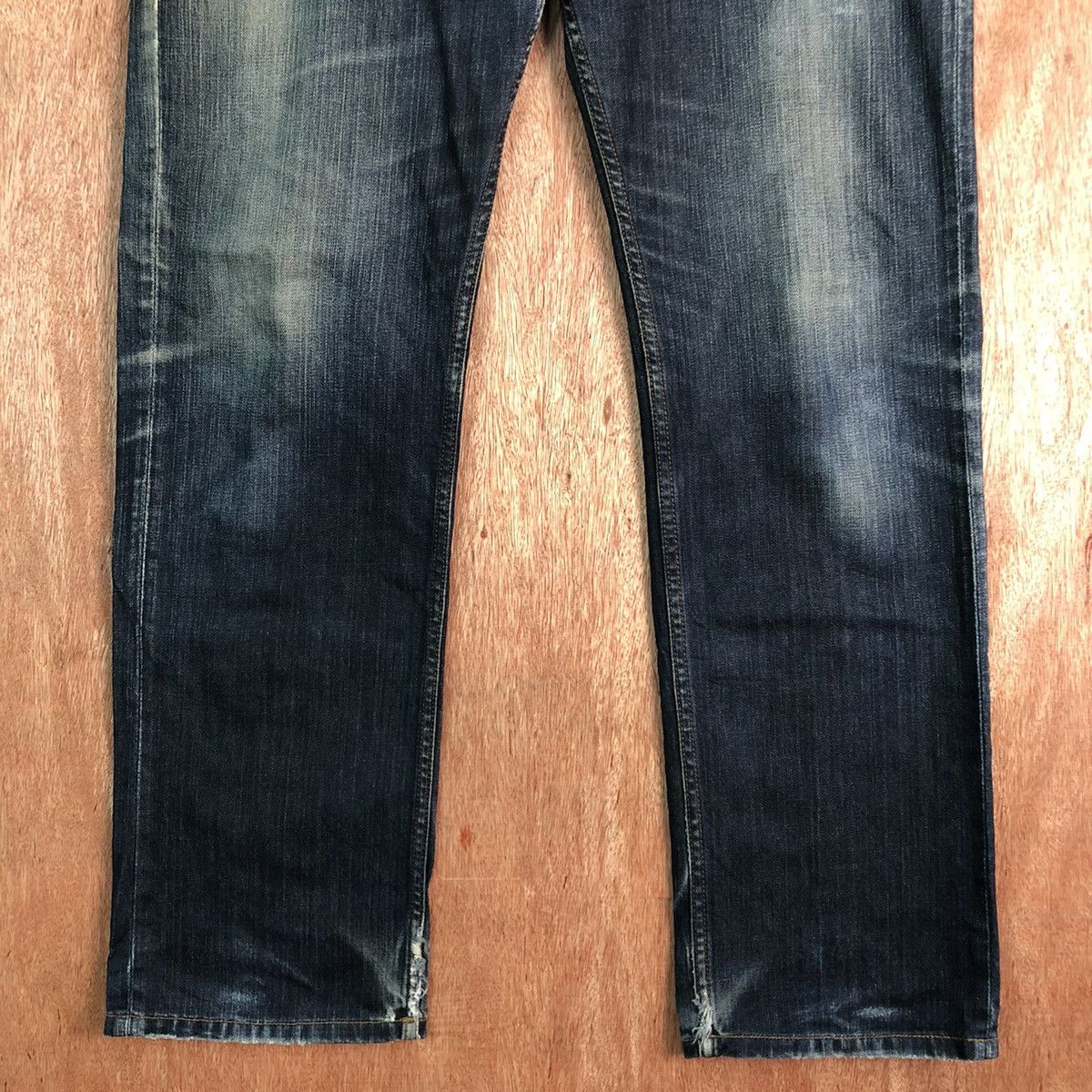Japanese Brand DLL Uniqlo Dark Blue distressed Denim Jeans Pants #c247 Size US 33 - 3 Thumbnail