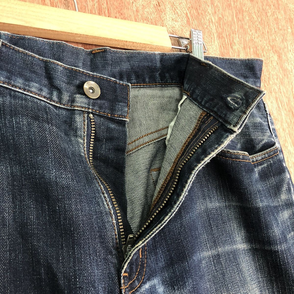 Japanese Brand DLL Uniqlo Dark Blue distressed Denim Jeans Pants #c247 Size US 33 - 4 Thumbnail