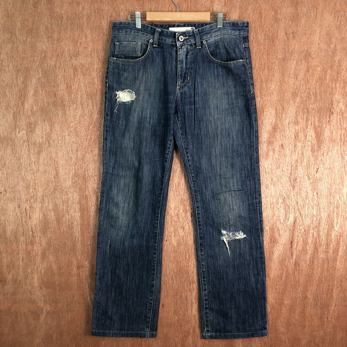 Vintage DLL Seven7 Blue distressed Denim Jeans Pants #c204 Size US 32 / EU 48 - 1 Thumbnail