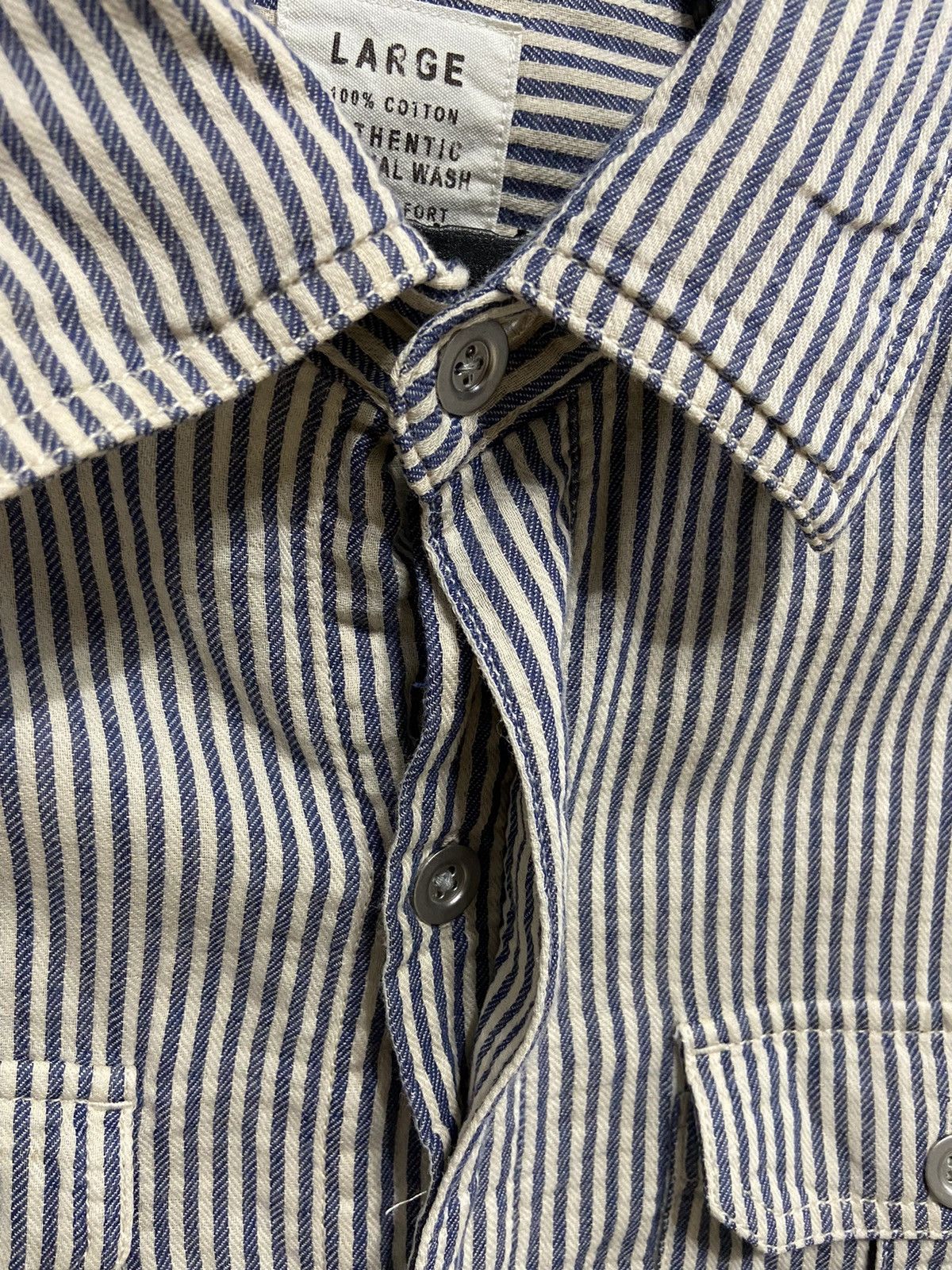 Japanese Brand Vintage Flannel double pocket stripe design Size US L / EU 52-54 / 3 - 4 Thumbnail