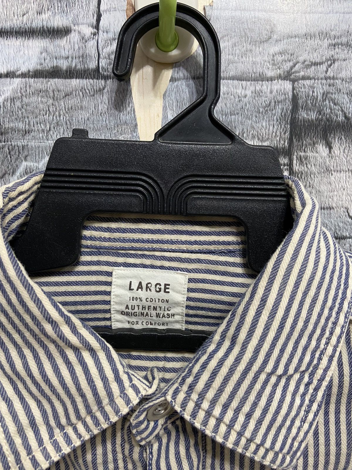 Japanese Brand Vintage Flannel double pocket stripe design Size US L / EU 52-54 / 3 - 3 Thumbnail