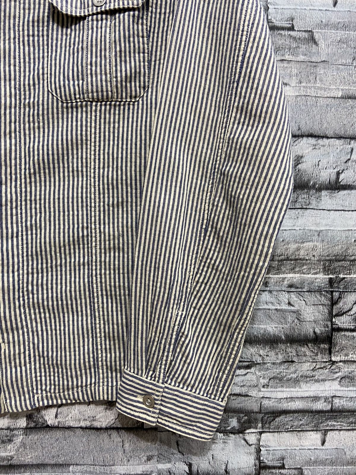 Japanese Brand Vintage Flannel double pocket stripe design Size US L / EU 52-54 / 3 - 6 Thumbnail