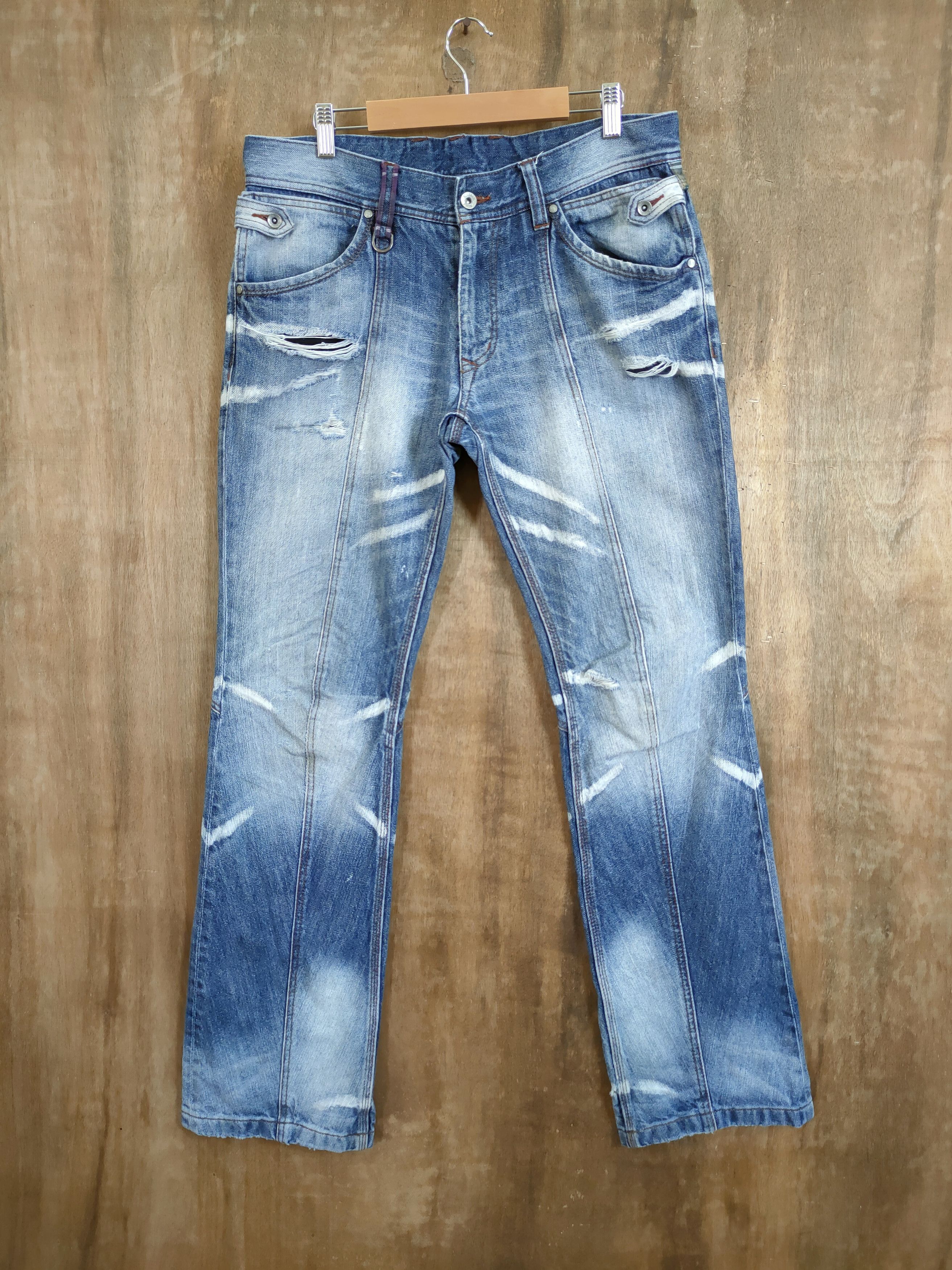 HIDEAWAYS Hideaways nicole distressed denim jeans pants #46-743 Size US 34 / EU 50 - 8 Thumbnail