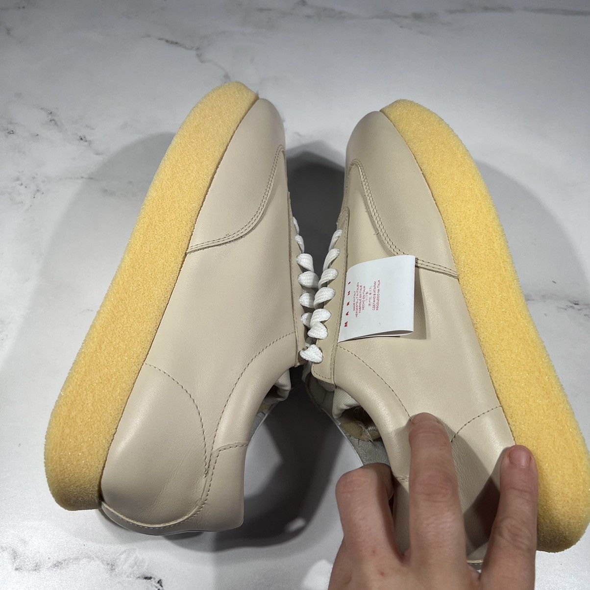 Marni Marni Cut Sneakers Bamboo Lily White Ivory Leather Sneakers Size US 12 / EU 45 - 8 Thumbnail
