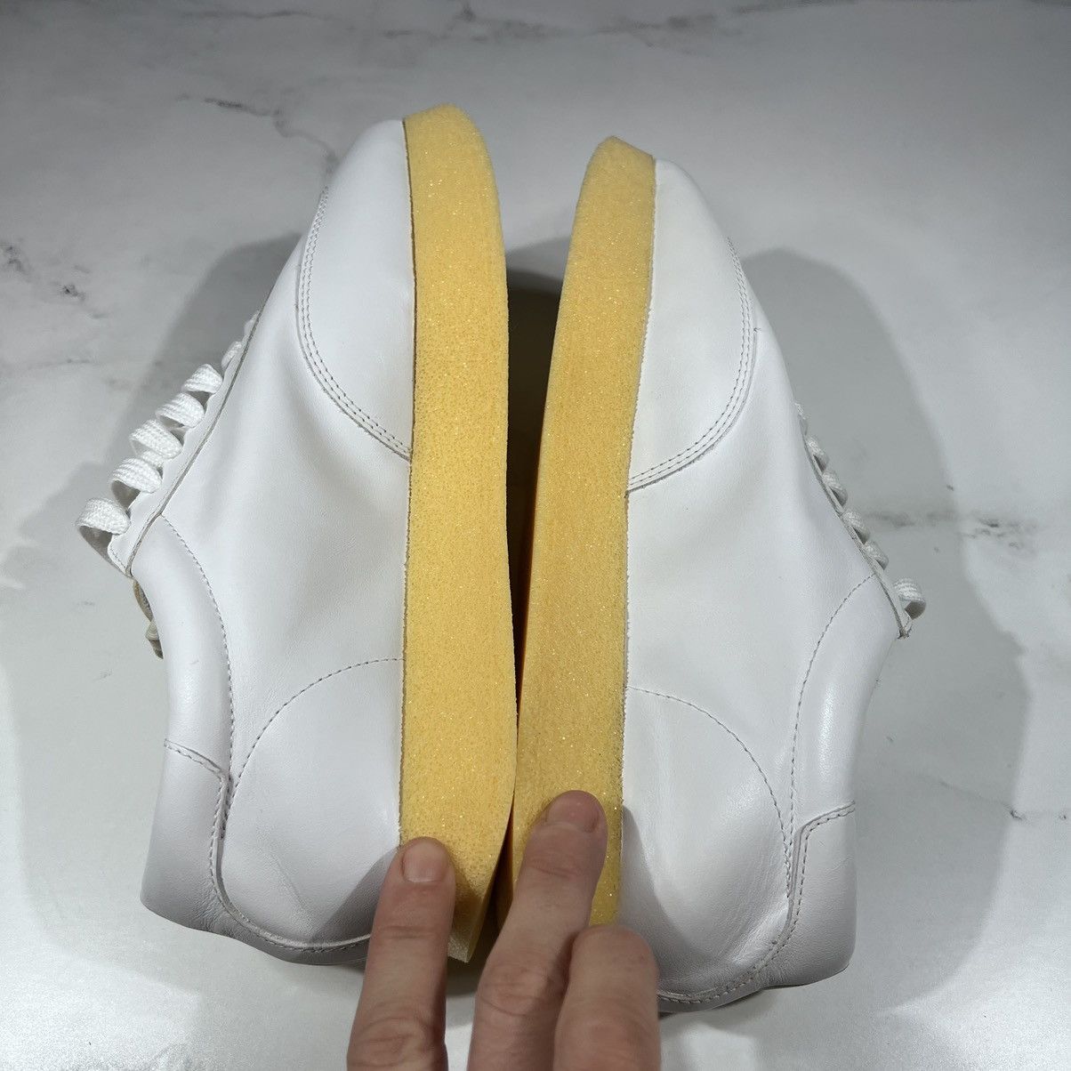 Marni Marni Cut Sneakers Bamboo Lily White Ivory Leather Sneakers Size US 12 / EU 45 - 7 Thumbnail