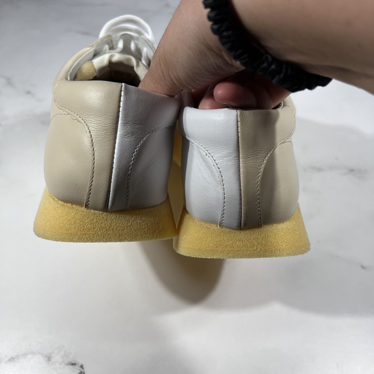 Marni Marni Cut Sneakers Bamboo Lily White Ivory Leather Sneakers Size US 12 / EU 45 - 5 Thumbnail