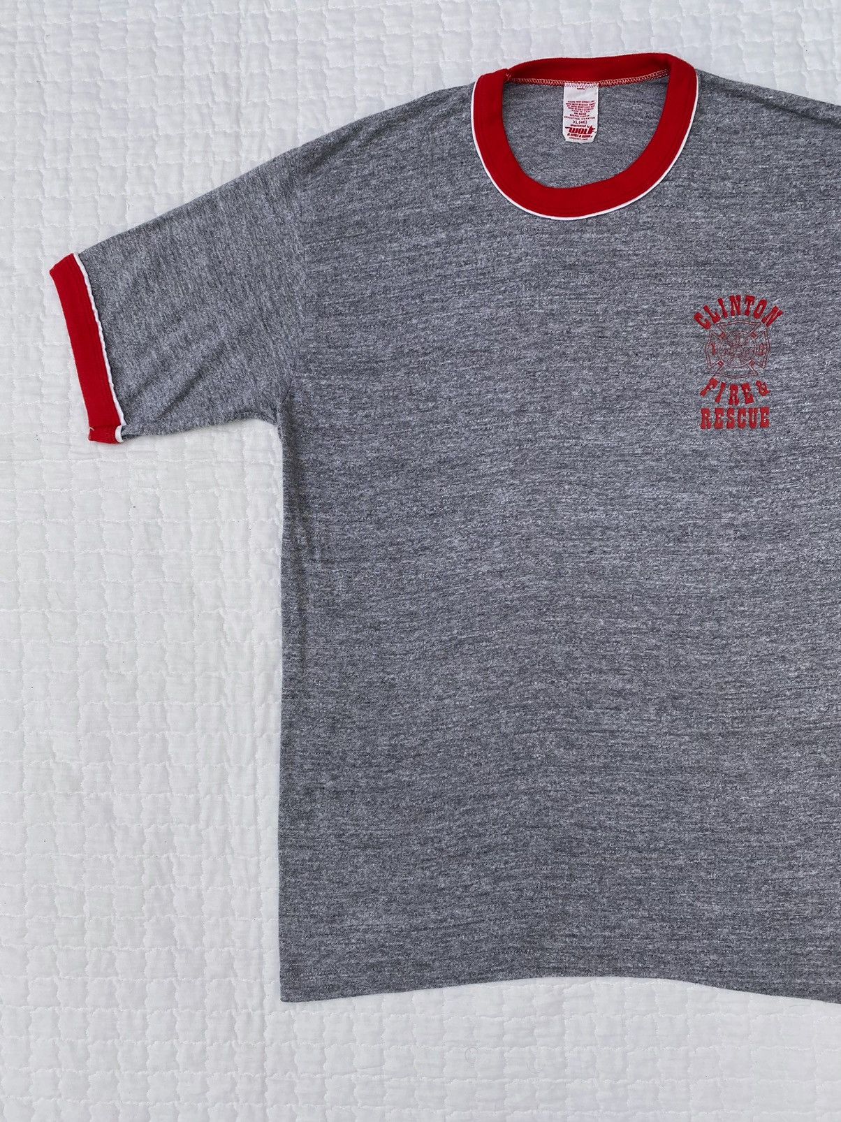 Vintage Vintage 80s Clinton Fire Rescue Double Ringer tee Size US M / EU 48-50 / 2 - 4 Thumbnail