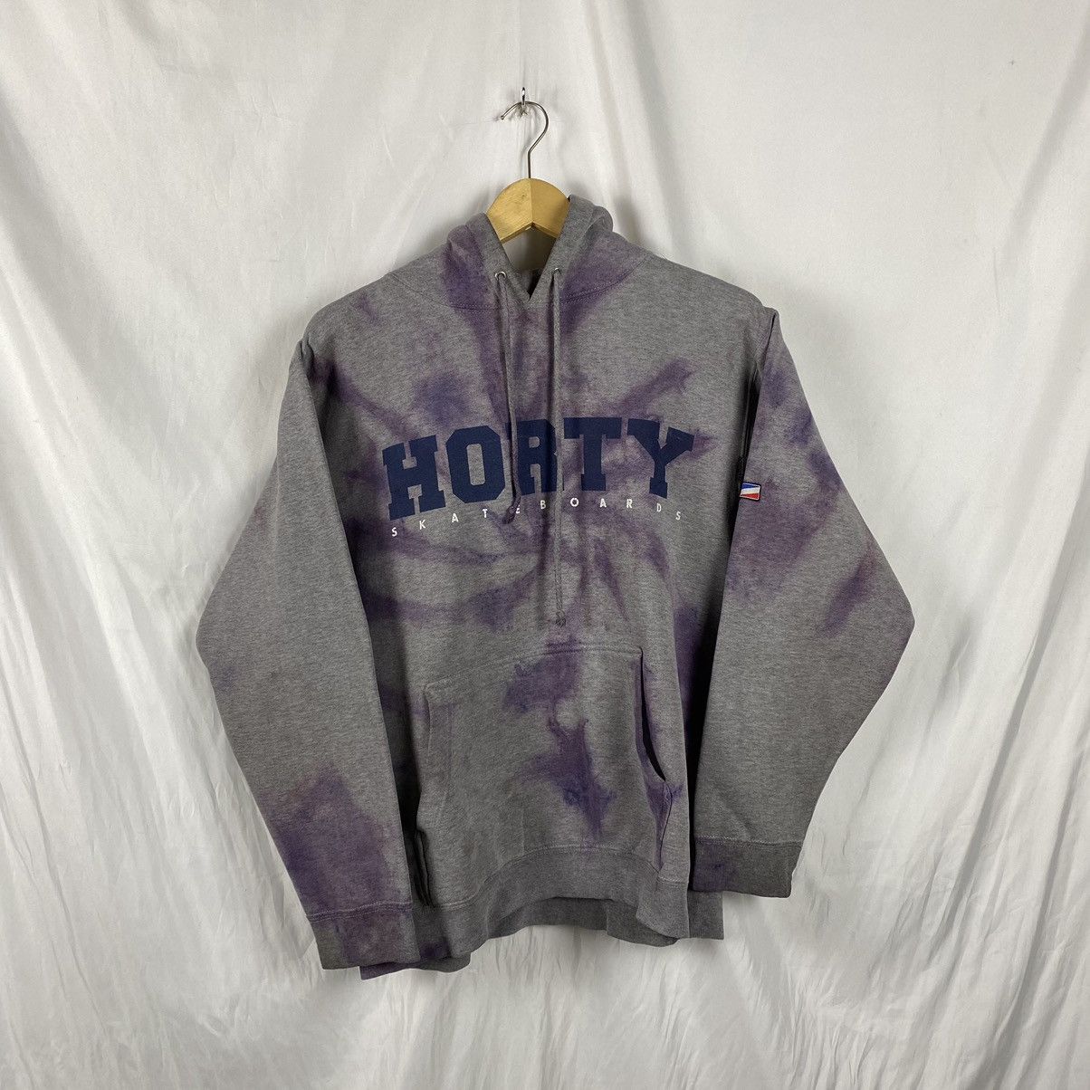 image of Shortys Skateboards x Vintage 90's Shorty Skateboard Hoodie in Gray/Tie Dye, Men's (Size Small)