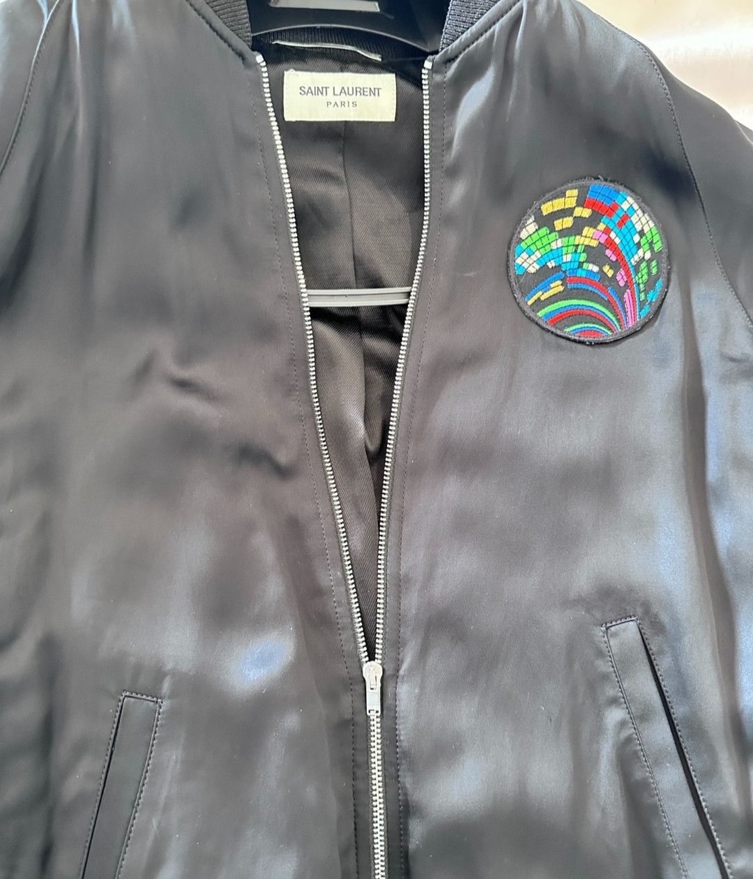 Saint Laurent Classic rainbow shark silk jacket
