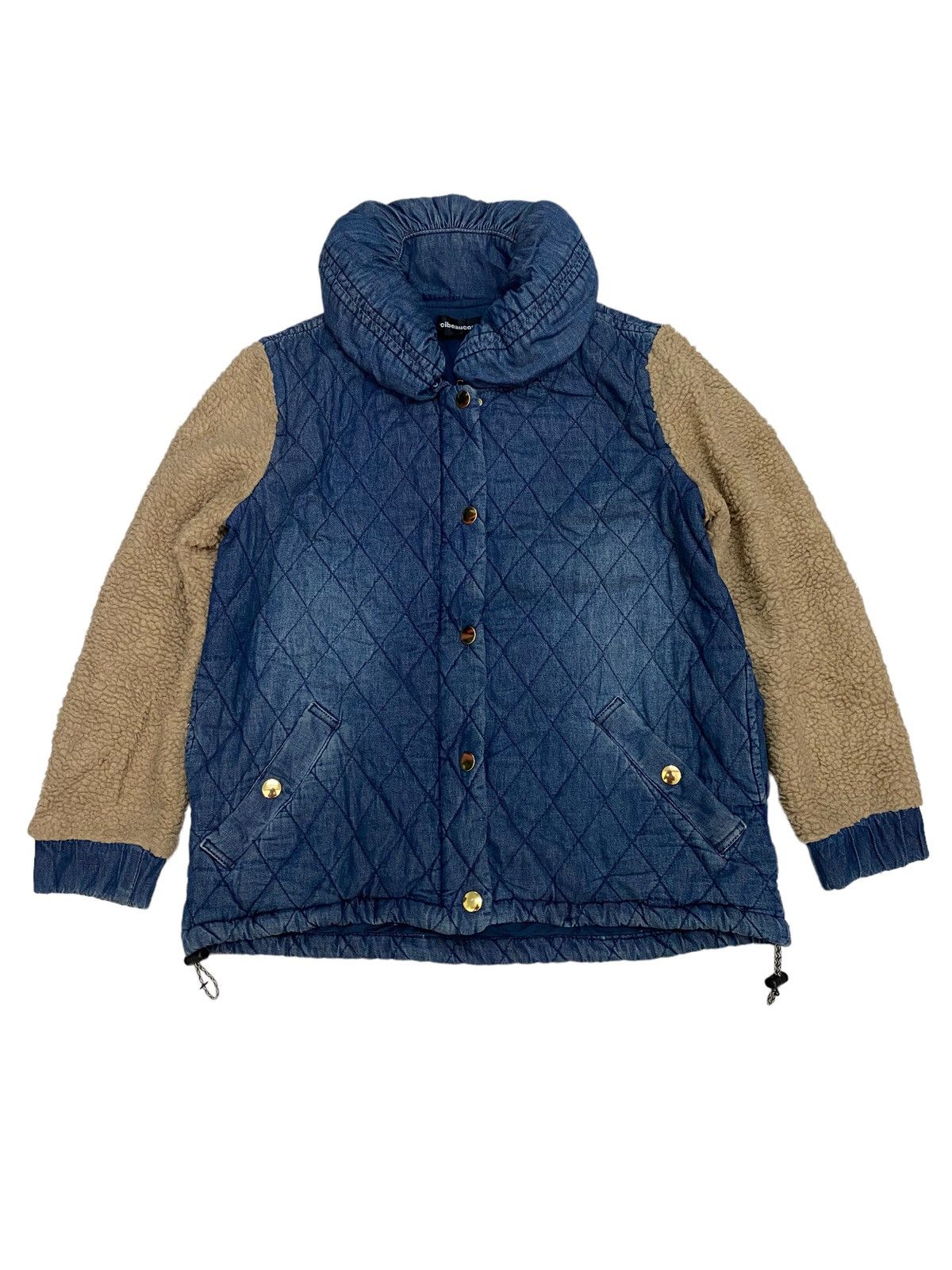 image of Issey Miyake x Mercibeaucoup Indigo Dye Softpillow Sherpa Sleeve Jacket in Denim (Size Medium)