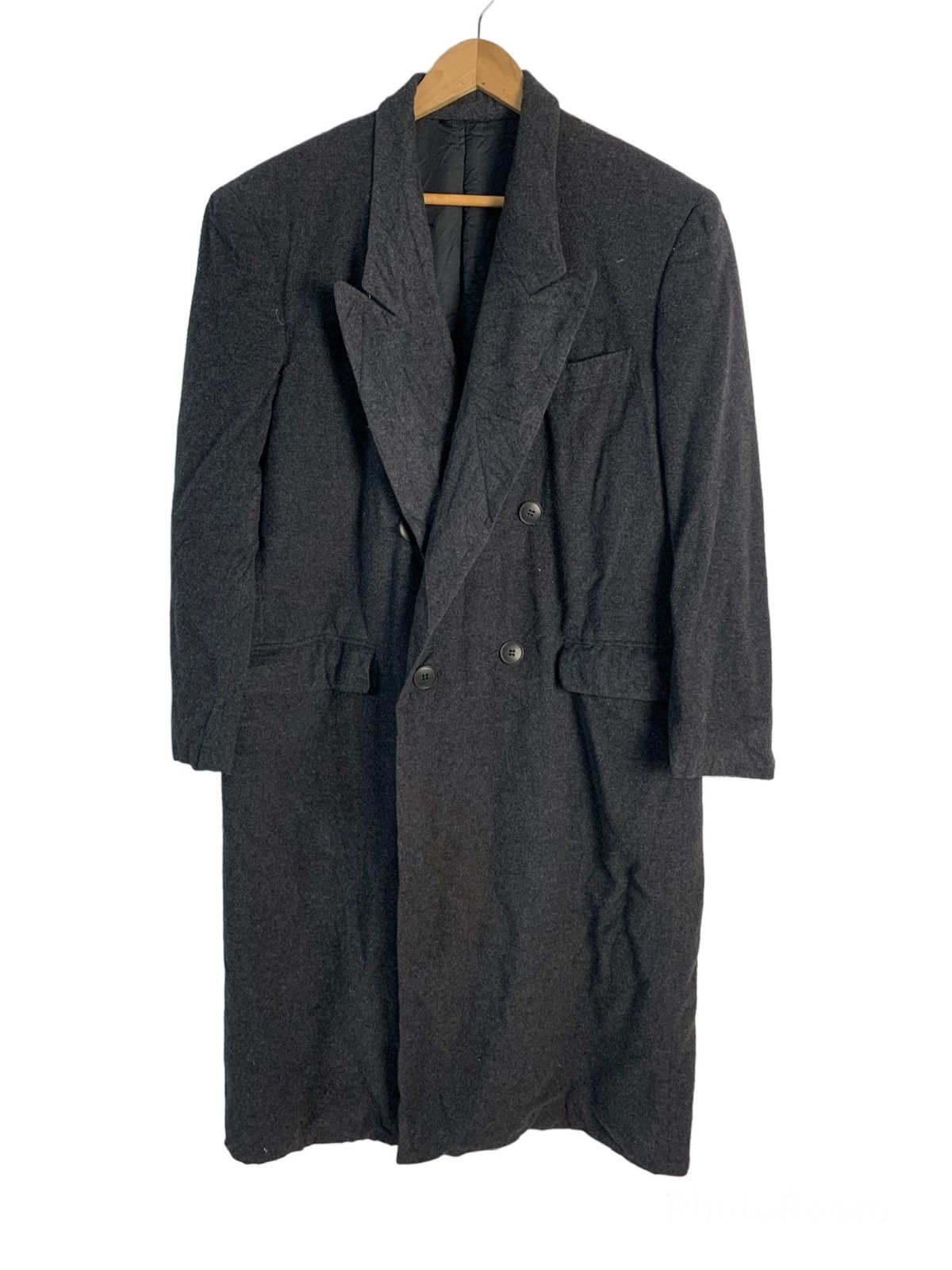 image of Lanvin Wool Double Breast Overcoat in Grey, Men's (Size Medium)