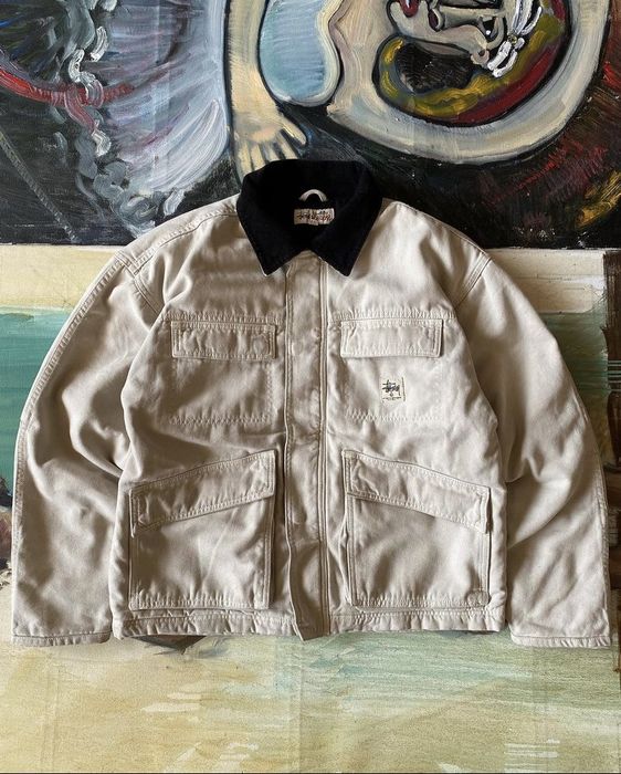 Stussy Stussy Washed Canvas Shop Jacket in Bone | Grailed