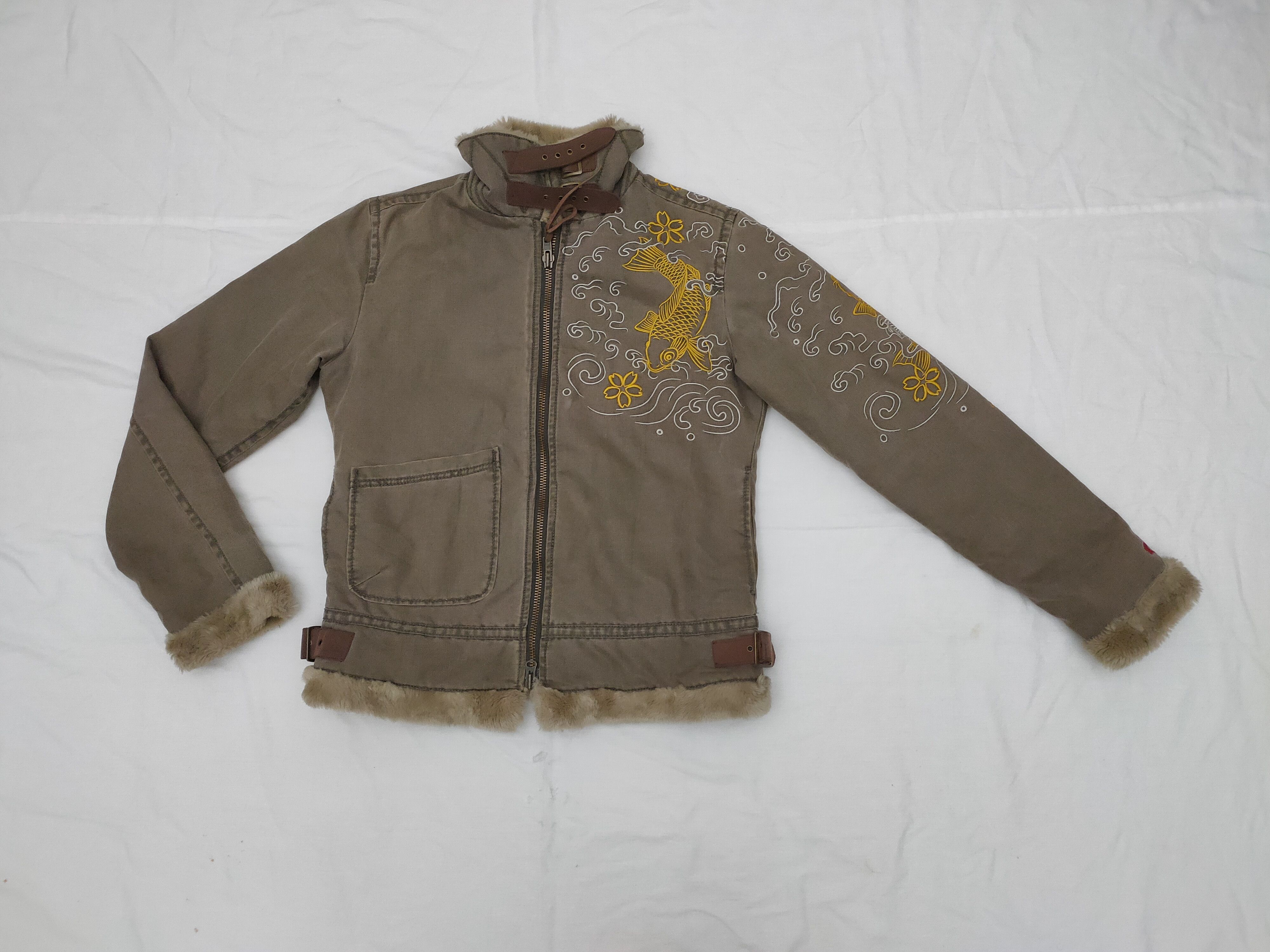 image of Kula By Eternal Fish Koi Sukajan Jacket in Chocolate, Men's (Size Medium)