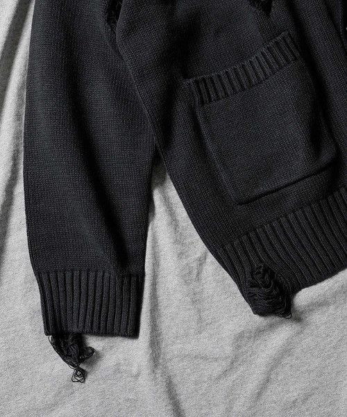 トップス NUMBER(N)INE /Asid Wash Ripped Knit NUMBER (N)INE Tops ASID WASH RIPPED KNIT CARDIGAN