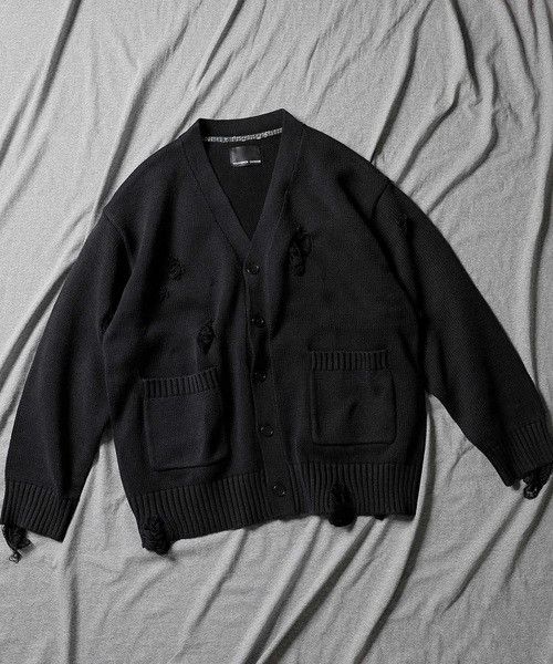 トップス NUMBER(N)INE /Asid Wash Ripped Knit Number (N)ine Number nine ASID WASH RIPPED knit cardigan