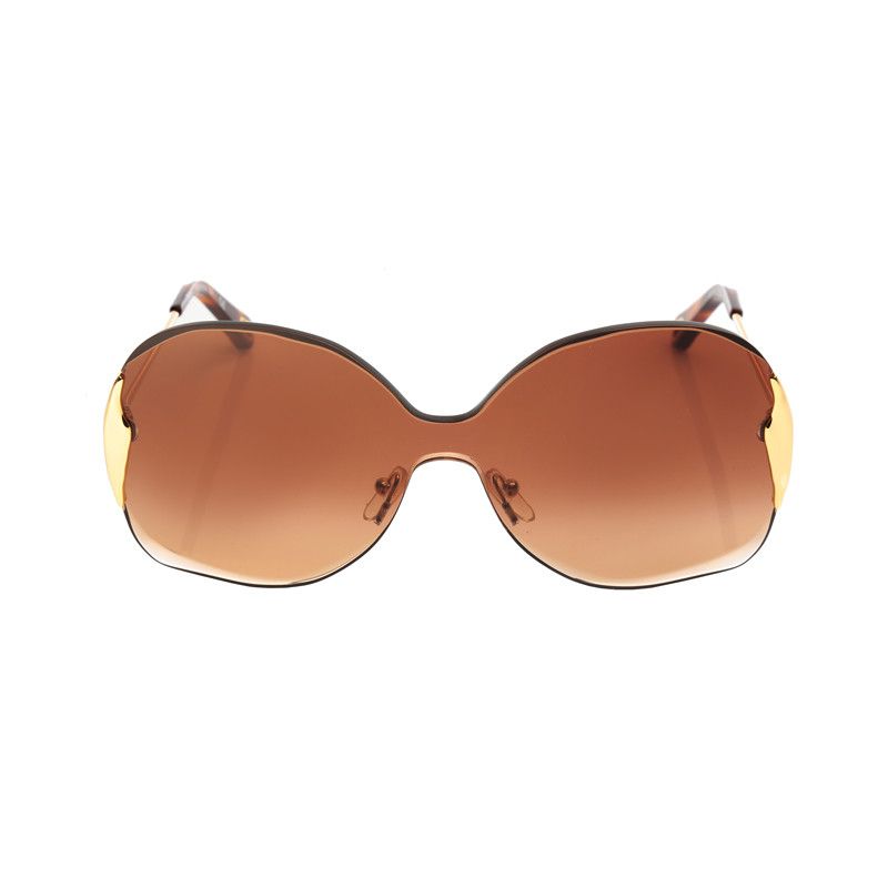 Chloe Chloe Gold Oversized Round Sunglasses Size ONE SIZE - 1 Thumbnail