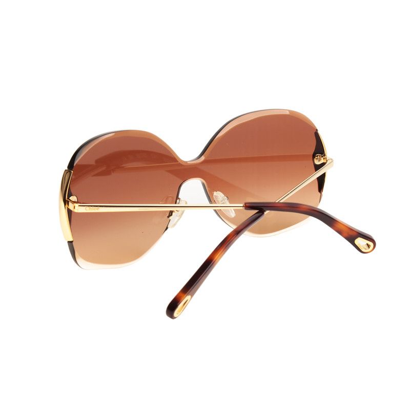Chloe Chloe Gold Oversized Round Sunglasses Size ONE SIZE - 3 Thumbnail