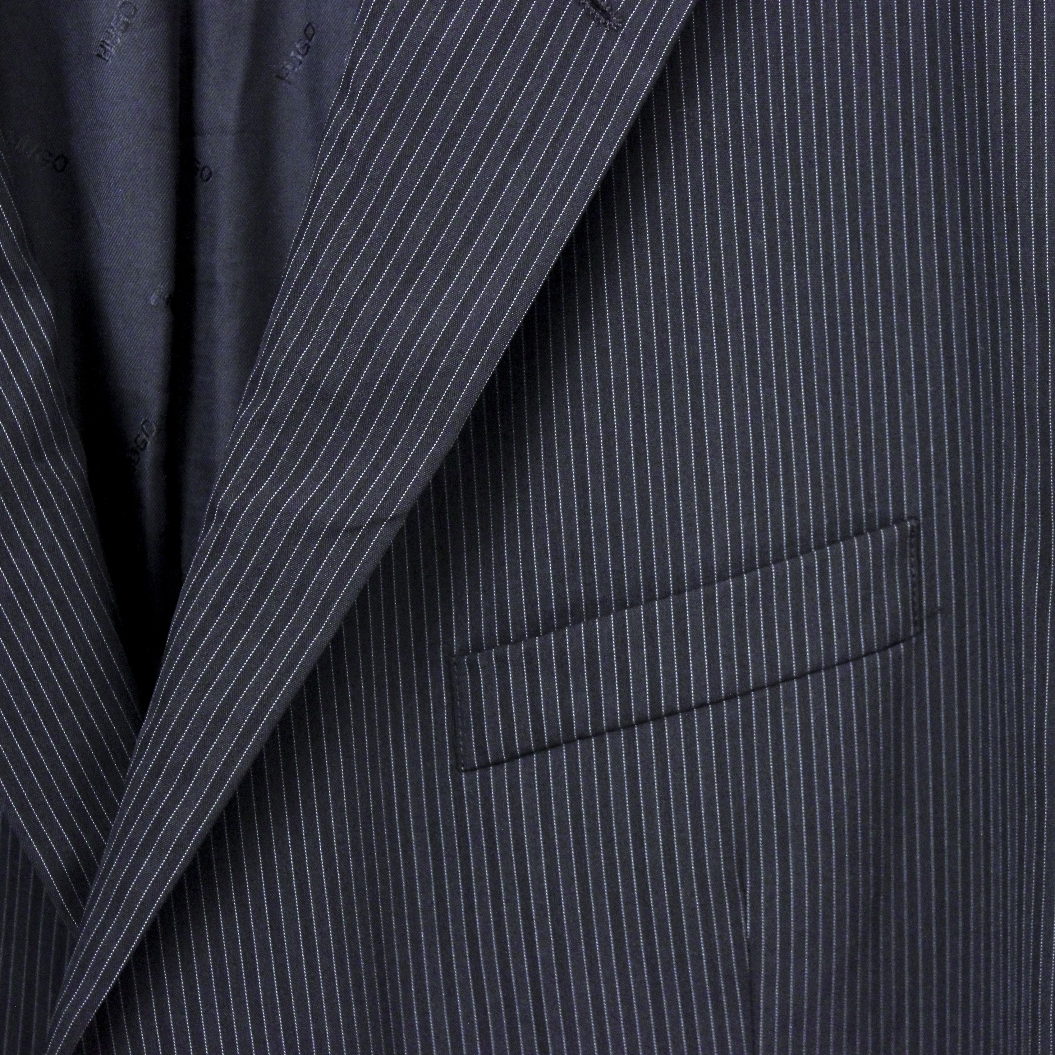 Hugo Boss Amar/Havorio Men Blazer Pinstriped Wool EU 56 Suit Jacket Size 46R - 4 Thumbnail