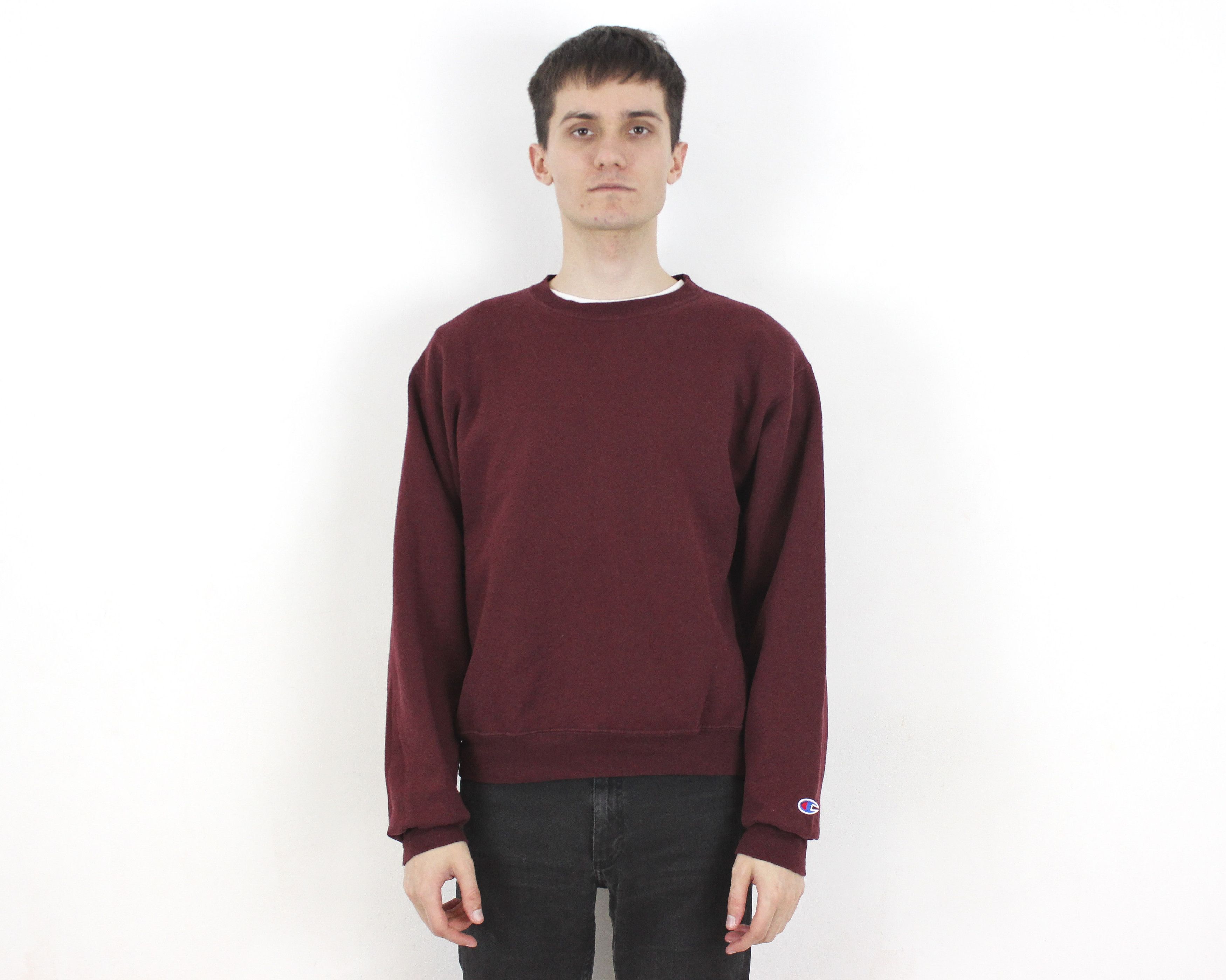 Champion × Vintage Men S Sweatshirt Jumper Pullover Streetwear Burgundy Sweater Size US S / EU 44-46 / 1 - 2 Thumbnail