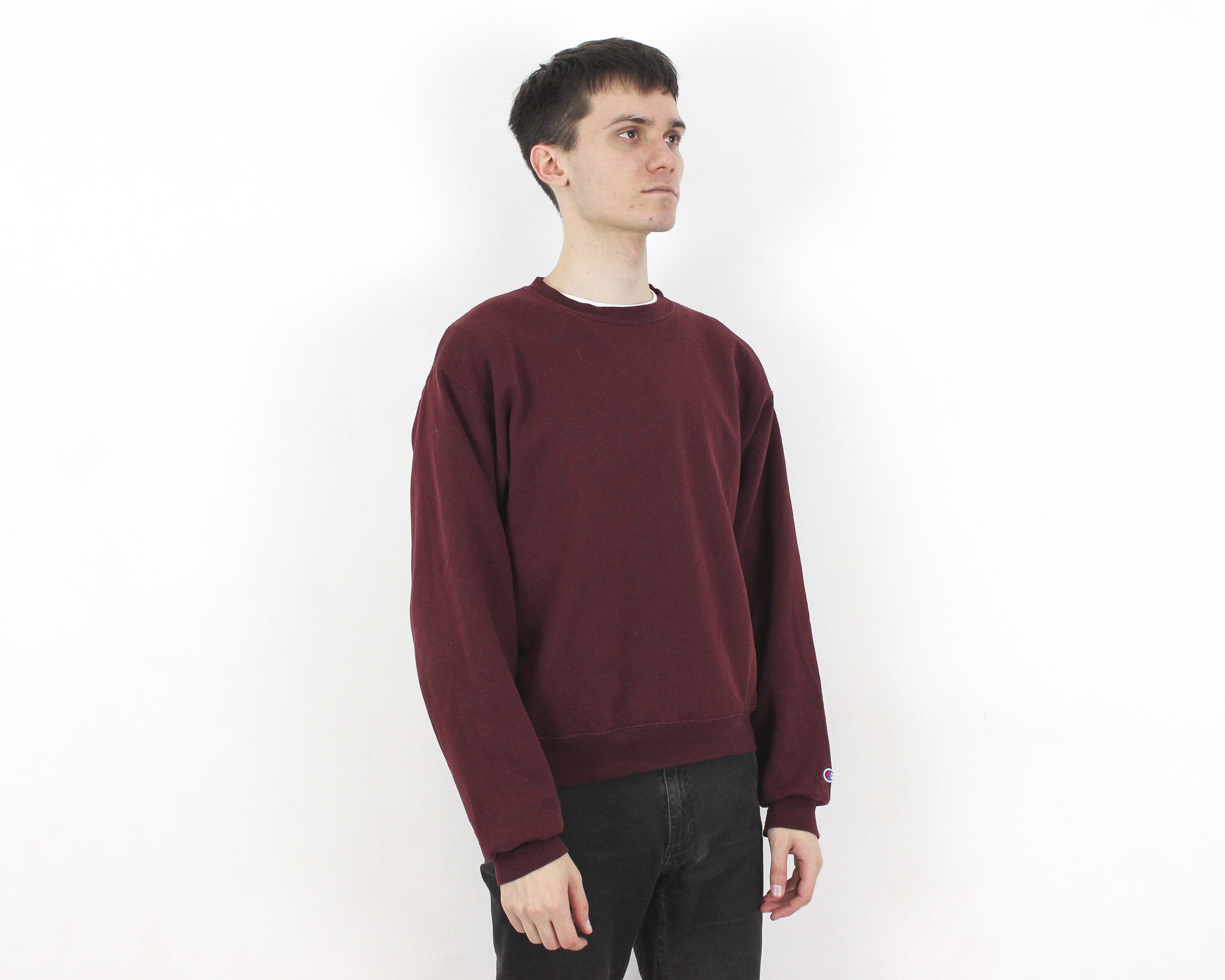 Champion × Vintage Men S Sweatshirt Jumper Pullover Streetwear Burgundy Sweater Size US S / EU 44-46 / 1 - 3 Thumbnail