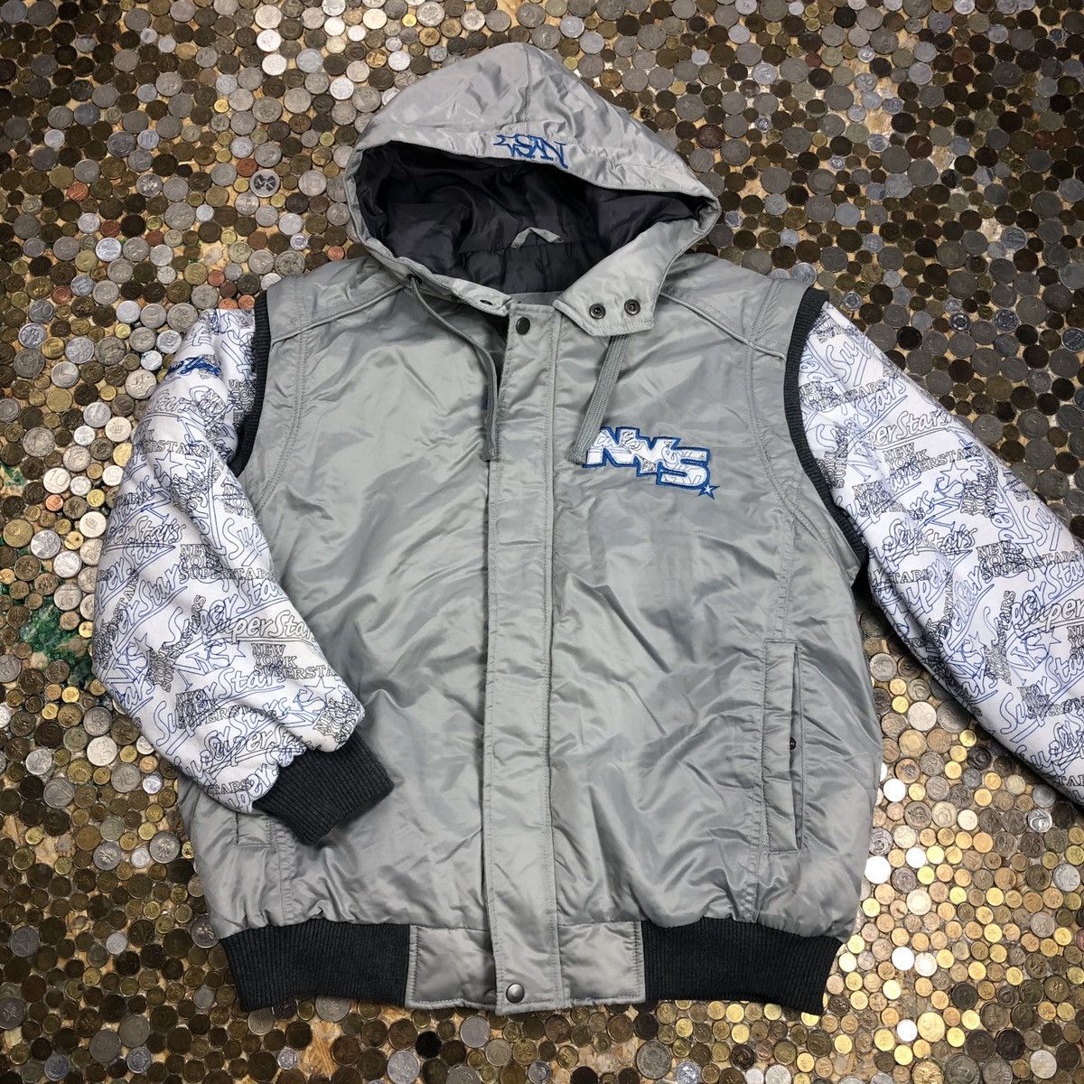 New York Basketball Vintage bomber jacket with hoodie