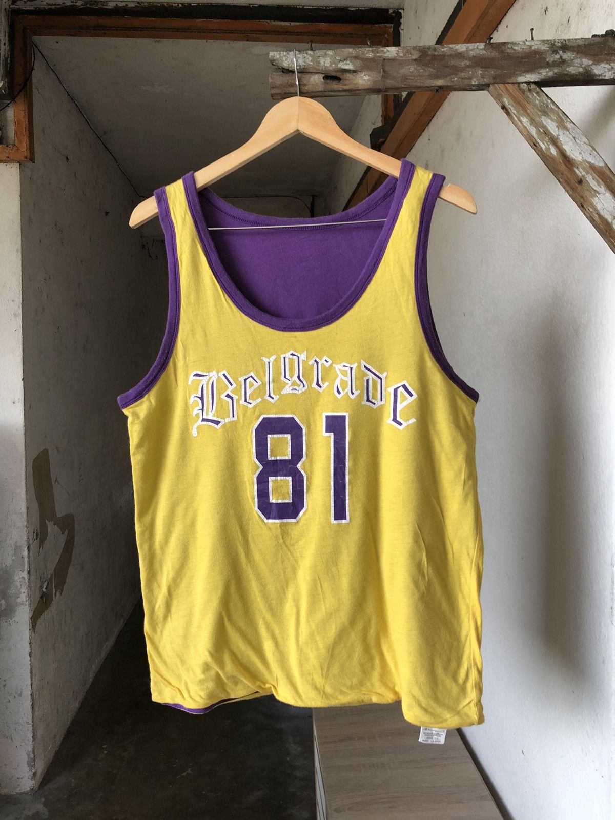 image of Champion Football Team Tank Top in Yellow, Men's (Size Medium)