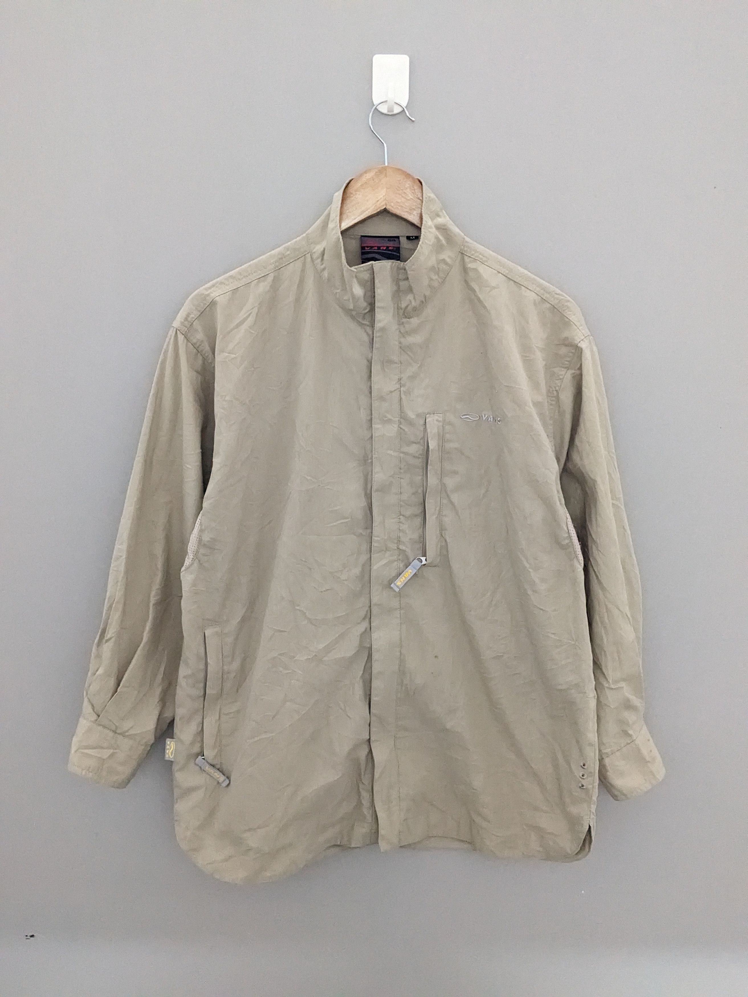image of Vintage 90's Vans Mens Zipper Jacket in Beige (Size Small)