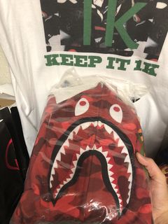 A Bathing Ape Mini Abc Camo Shark Bag in Red