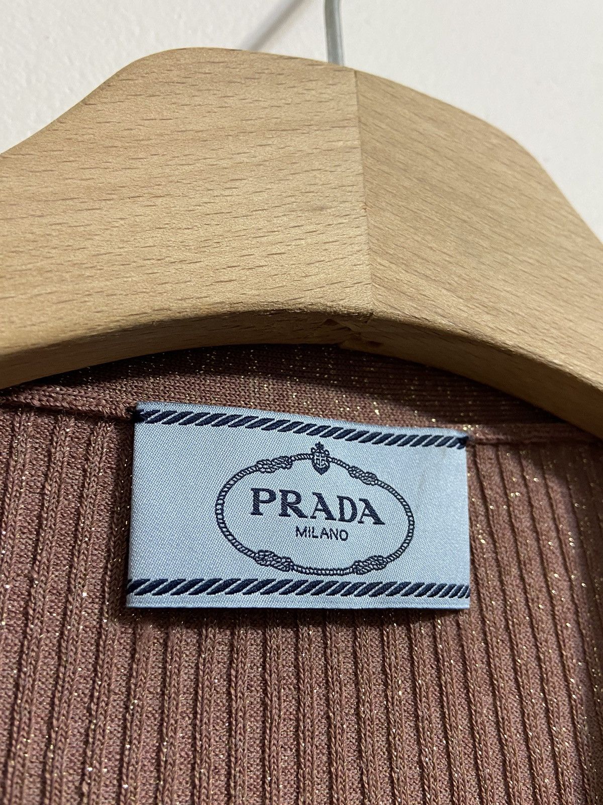 Prada Prada Ribbed Knit Cardigan Brown Slim Fit Button Long Sleeve Size S / US 4 / IT 40 - 8 Thumbnail