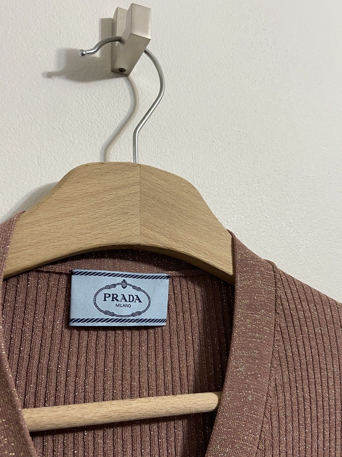 Prada Prada Ribbed Knit Cardigan Brown Slim Fit Button Long Sleeve Size S / US 4 / IT 40 - 7 Thumbnail