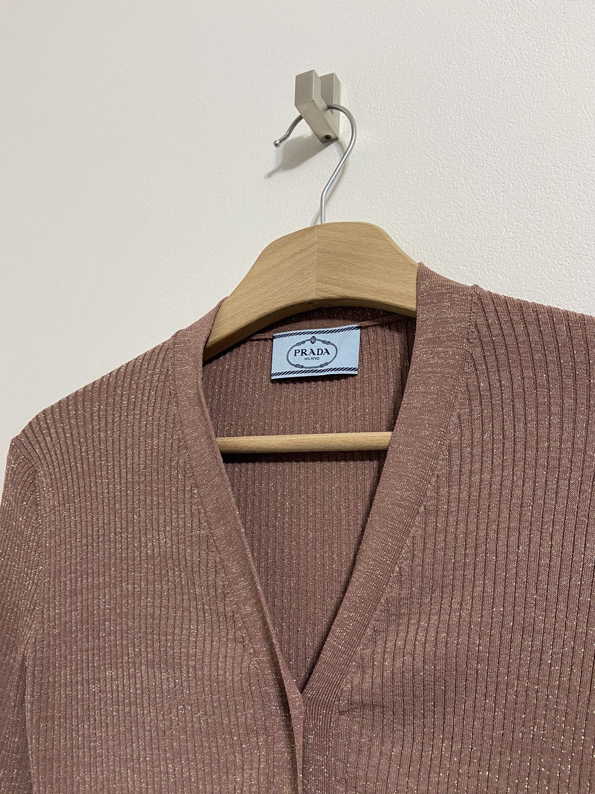Prada Prada Ribbed Knit Cardigan Brown Slim Fit Button Long Sleeve Size S / US 4 / IT 40 - 2 Thumbnail