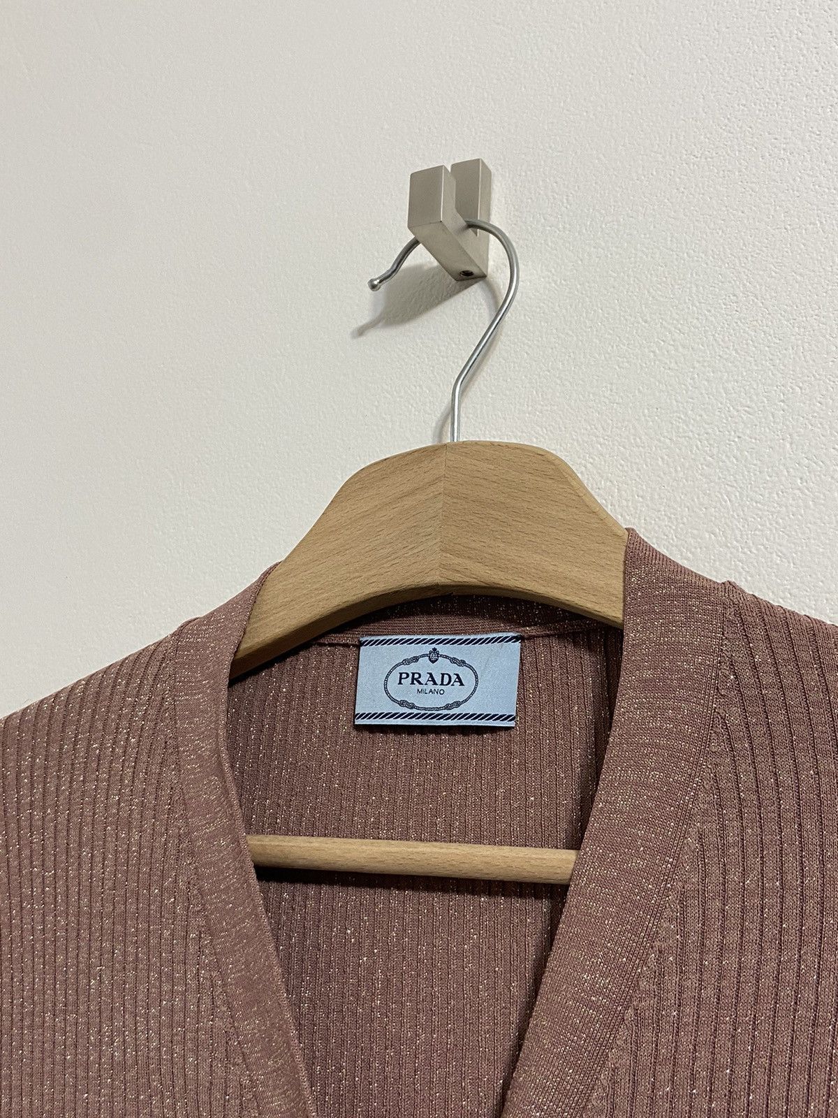 Prada Prada Ribbed Knit Cardigan Brown Slim Fit Button Long Sleeve Size S / US 4 / IT 40 - 3 Thumbnail