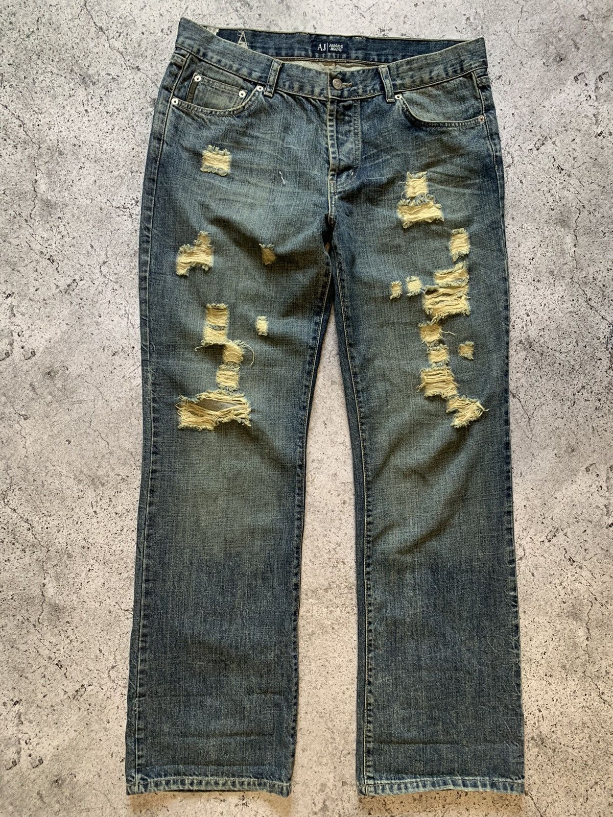Giorgio Armani Armani vintage distressed regular fit denim pants Size US 36 / EU 52 - 1 Thumbnail