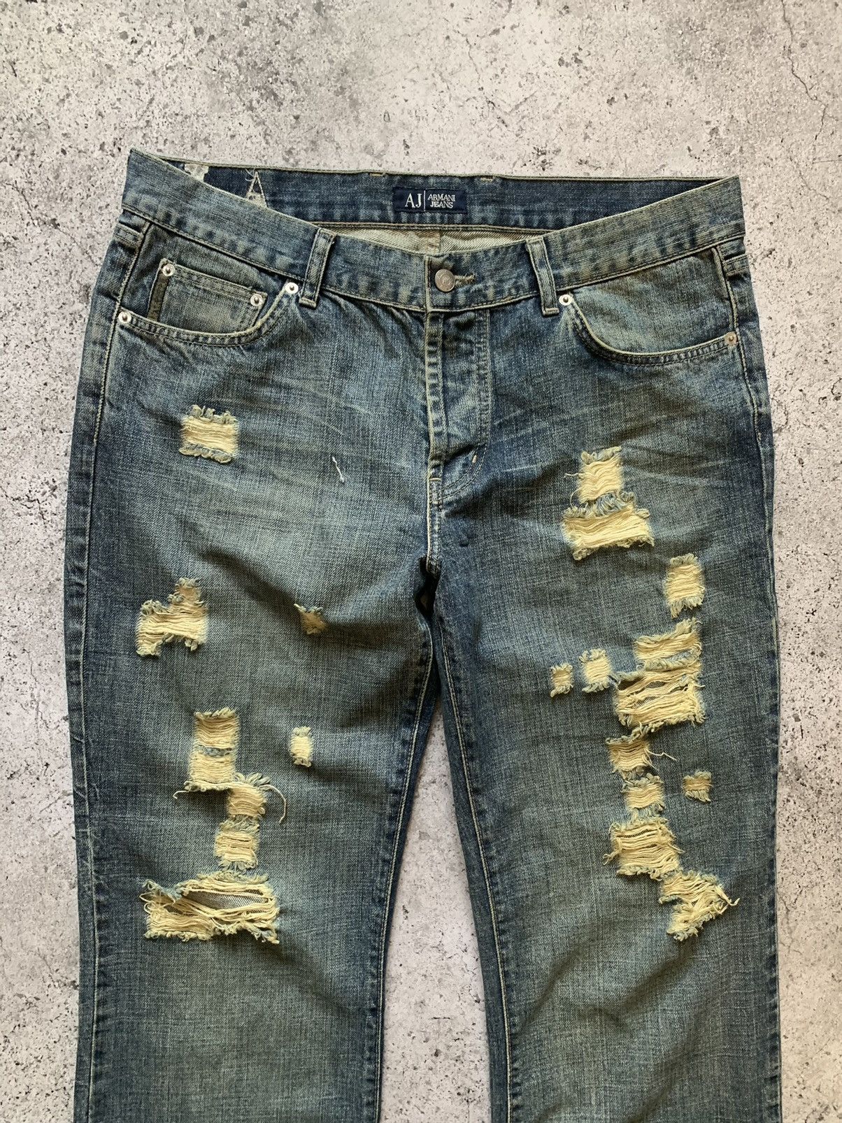 Giorgio Armani Armani vintage distressed regular fit denim pants Size US 36 / EU 52 - 2 Thumbnail