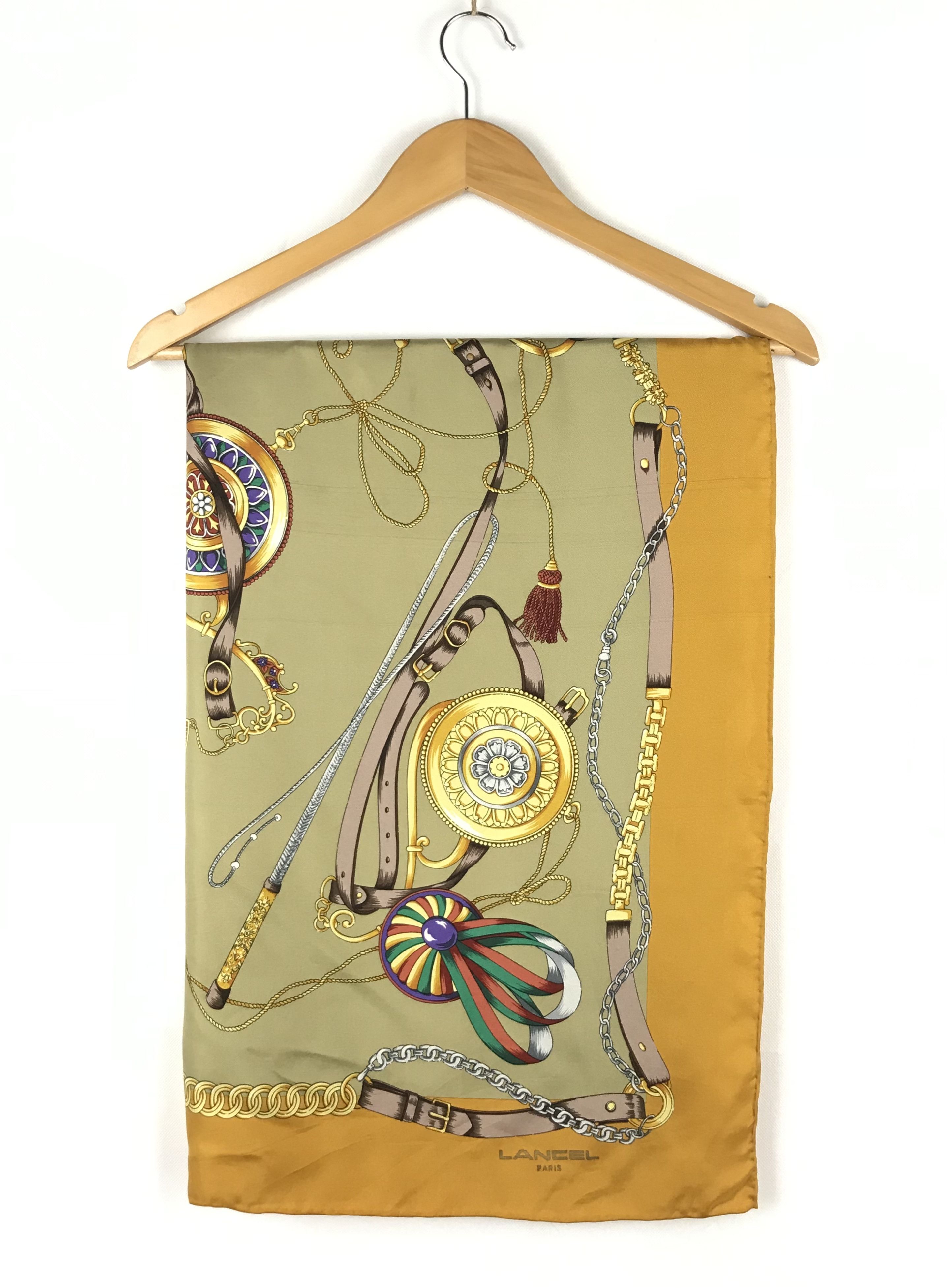 Lancel × Vintage LC814 LANCEL Vintage Women Silk Scarf Scarves Size ONE SIZE - 3 Thumbnail