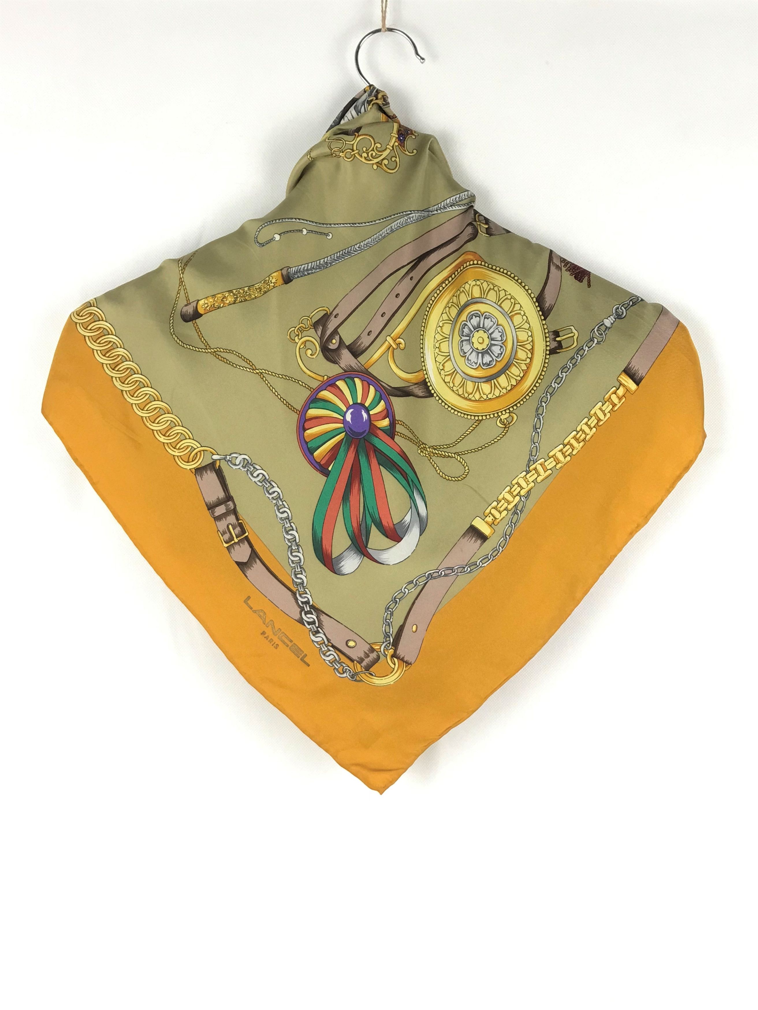 Lancel × Vintage LC814 LANCEL Vintage Women Silk Scarf Scarves Size ONE SIZE - 2 Thumbnail