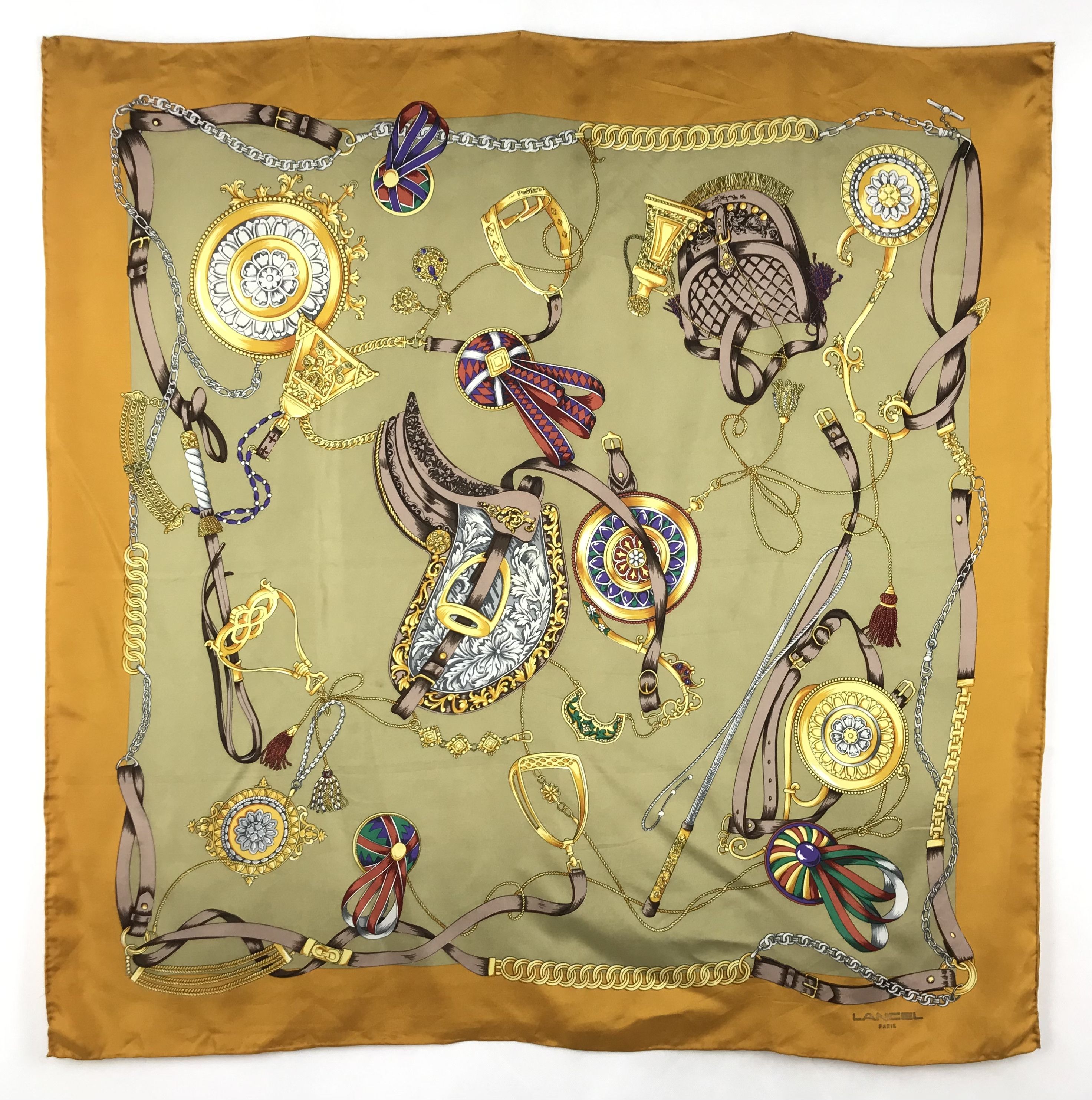 Lancel × Vintage LC814 LANCEL Vintage Women Silk Scarf Scarves Size ONE SIZE - 1 Thumbnail