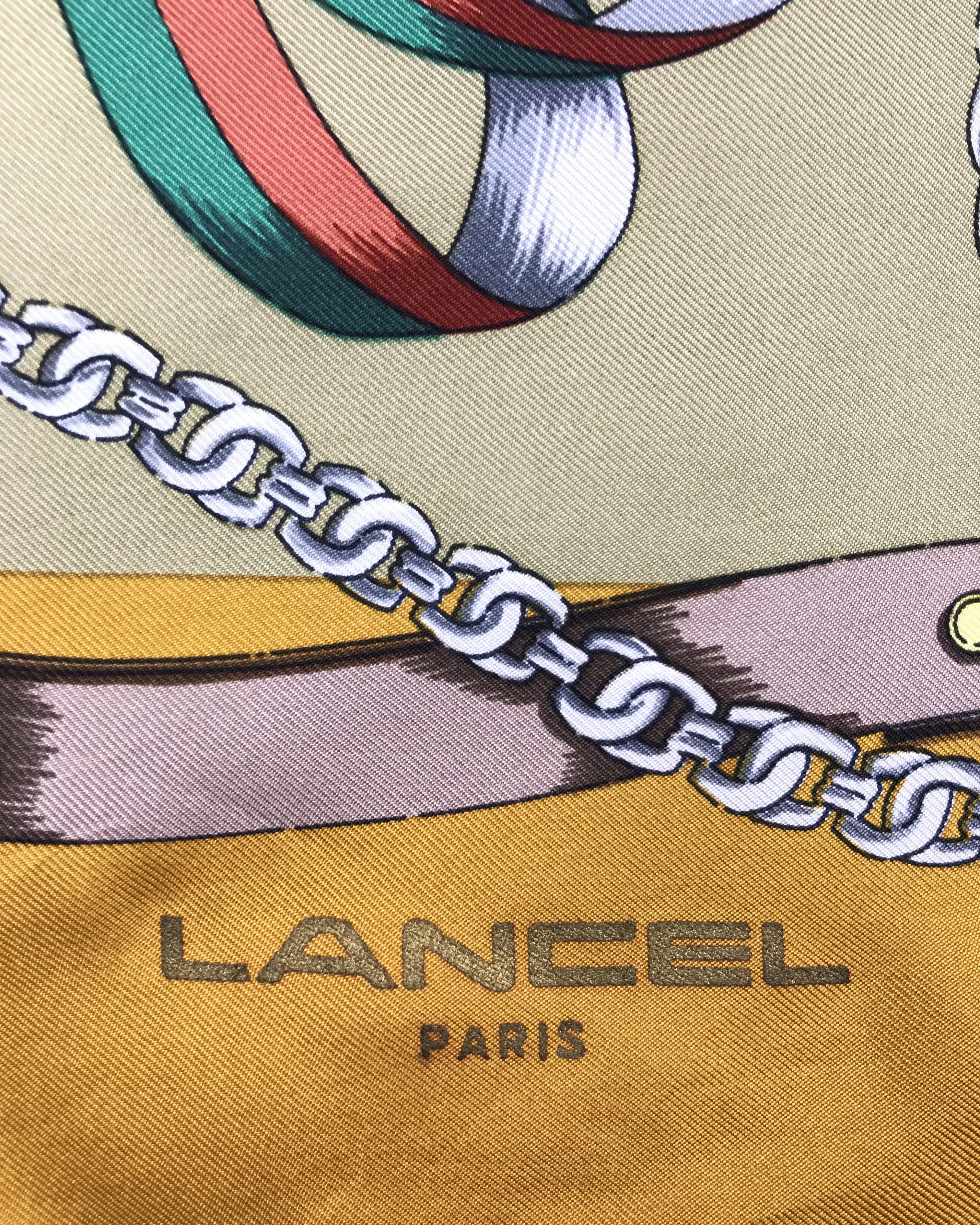 Lancel × Vintage LC814 LANCEL Vintage Women Silk Scarf Scarves Size ONE SIZE - 5 Thumbnail