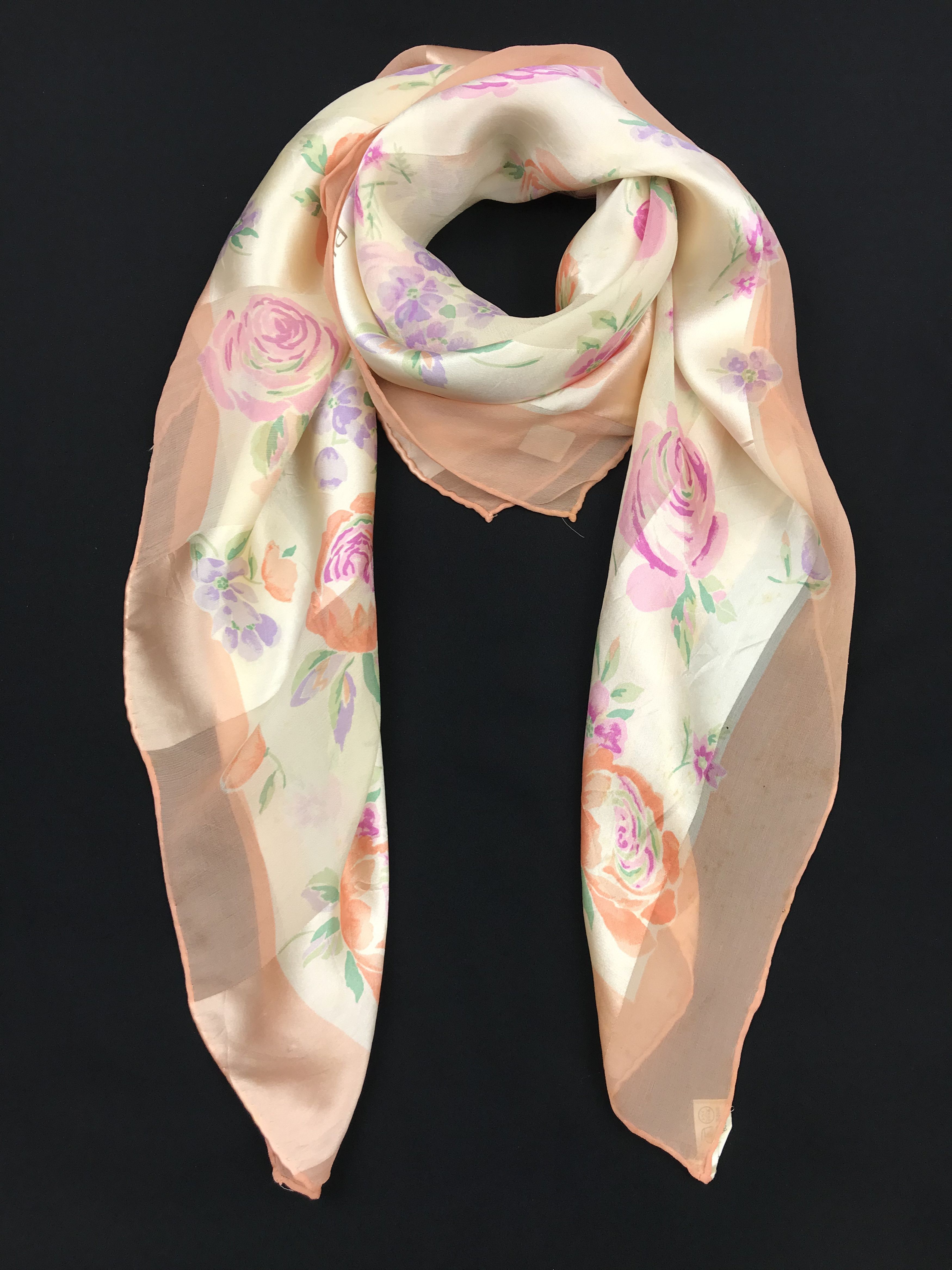 Vintage Pierre Balmain Floral Silk Scarf