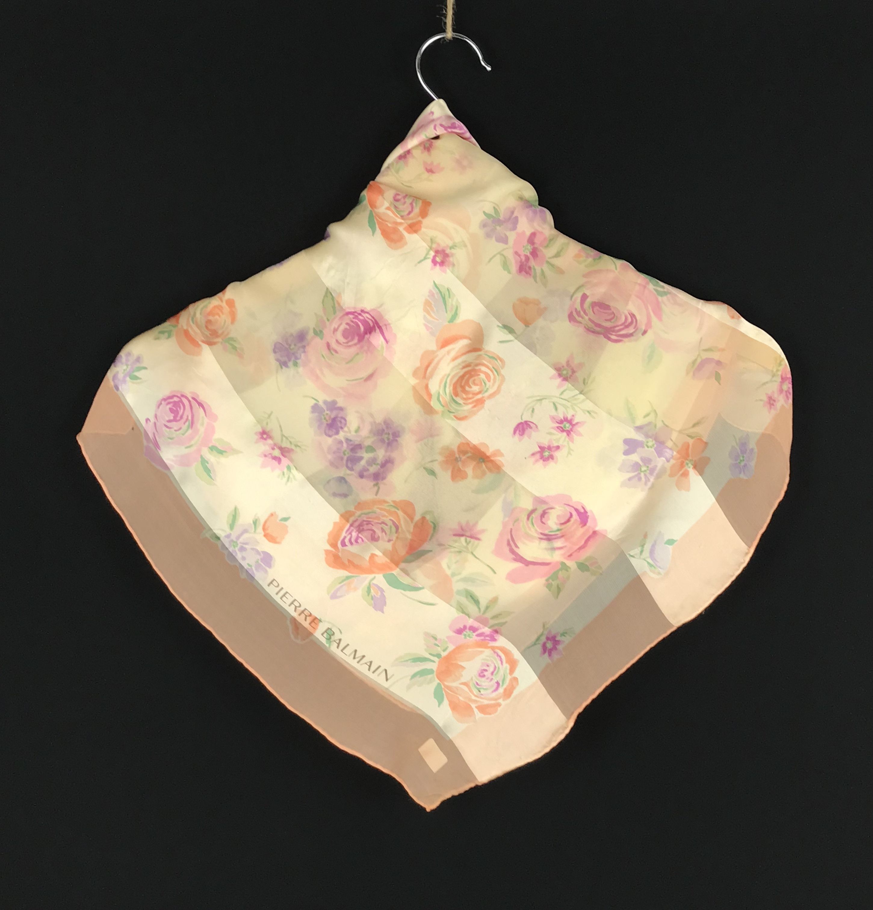 Vintage Pierre Balmain Floral Silk Scarf