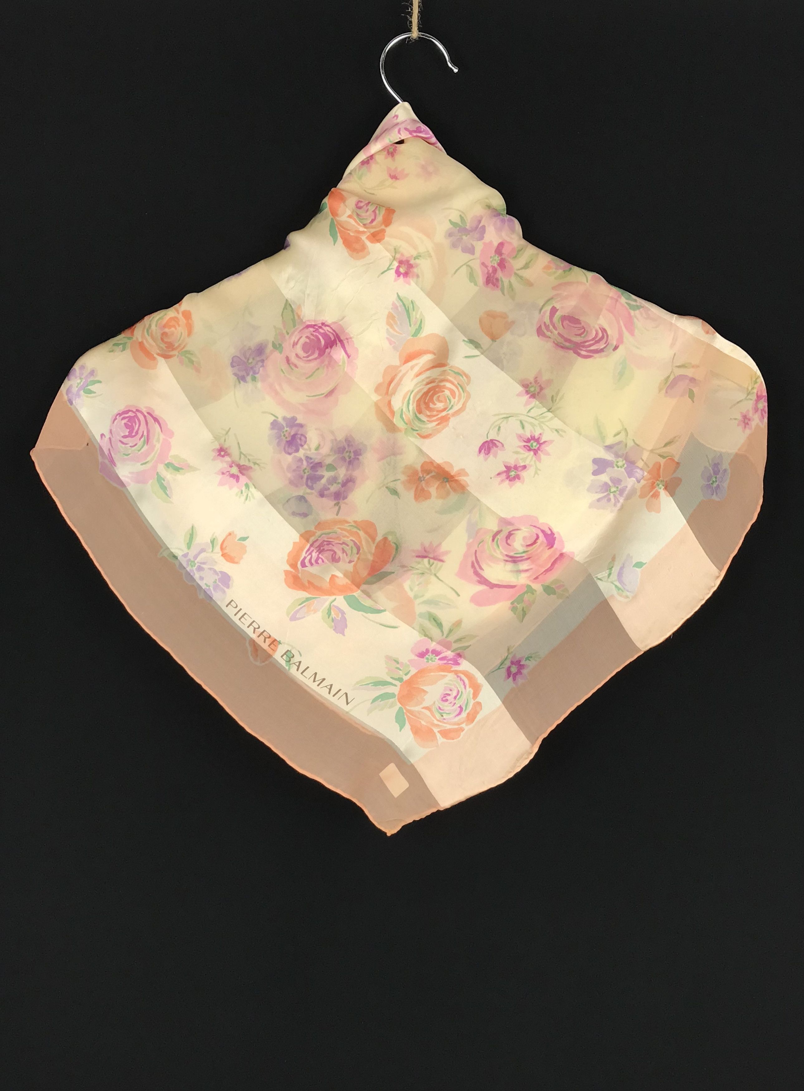 Vintage Pierre Balmain Floral Silk Scarf