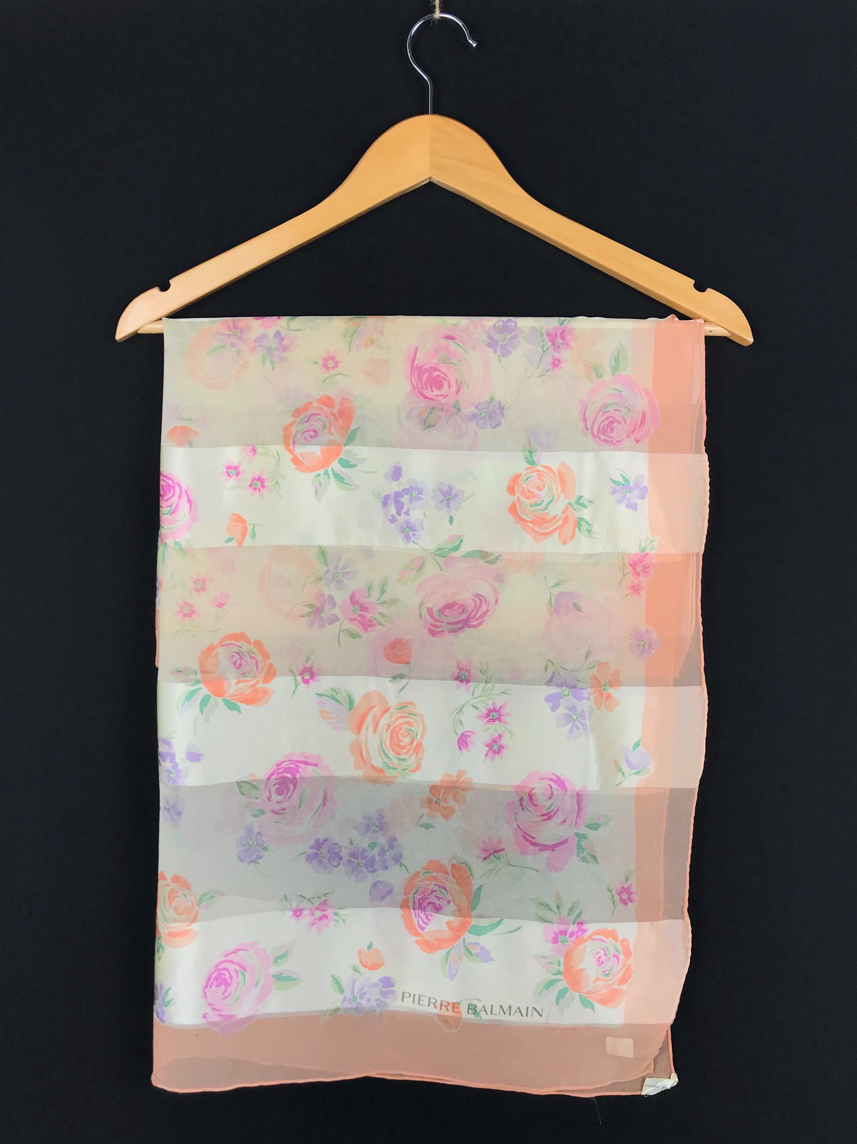 Vintage Pierre Balmain Floral Silk Scarf