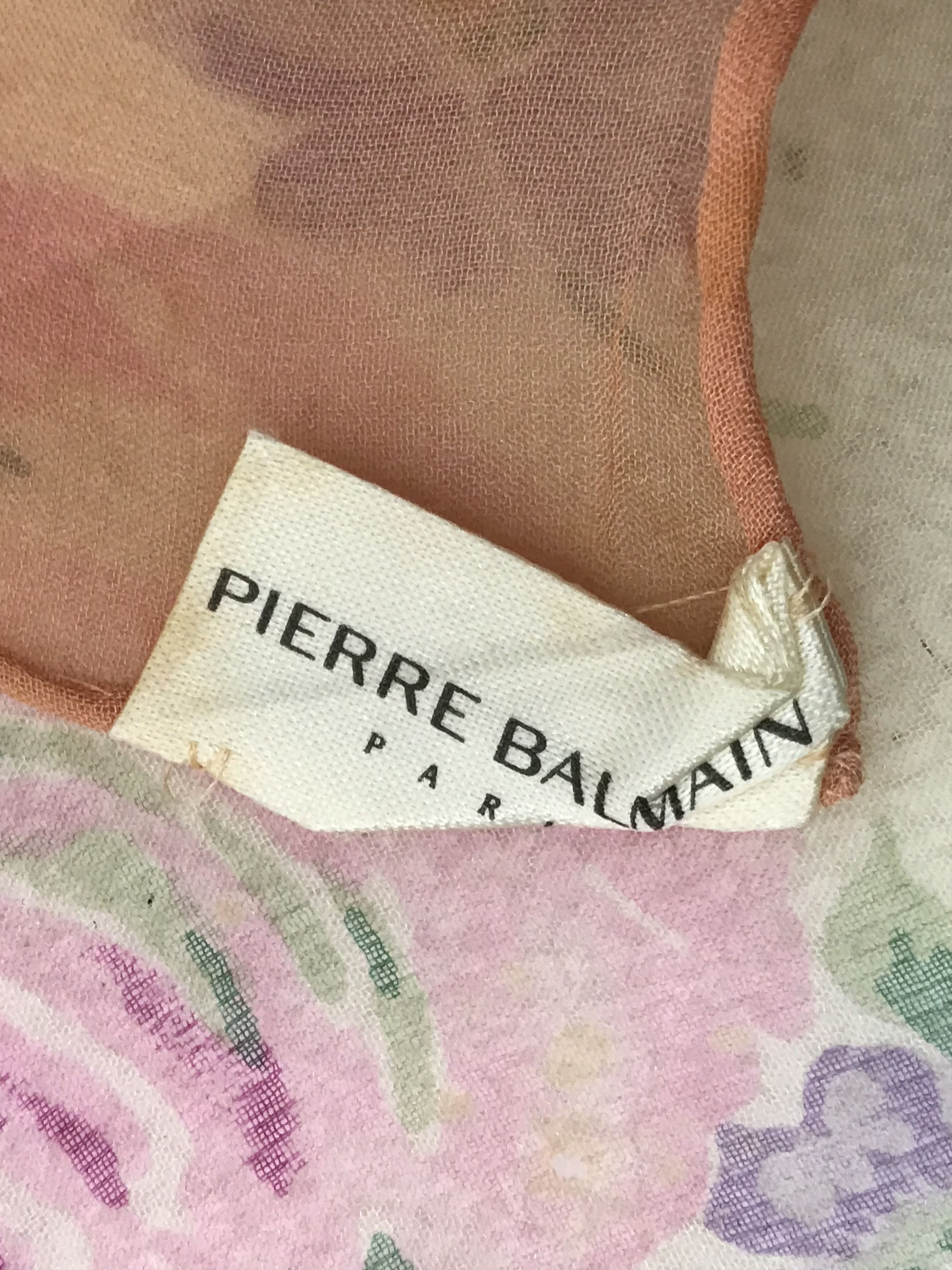 Vintage Pierre Balmain Floral Silk Scarf