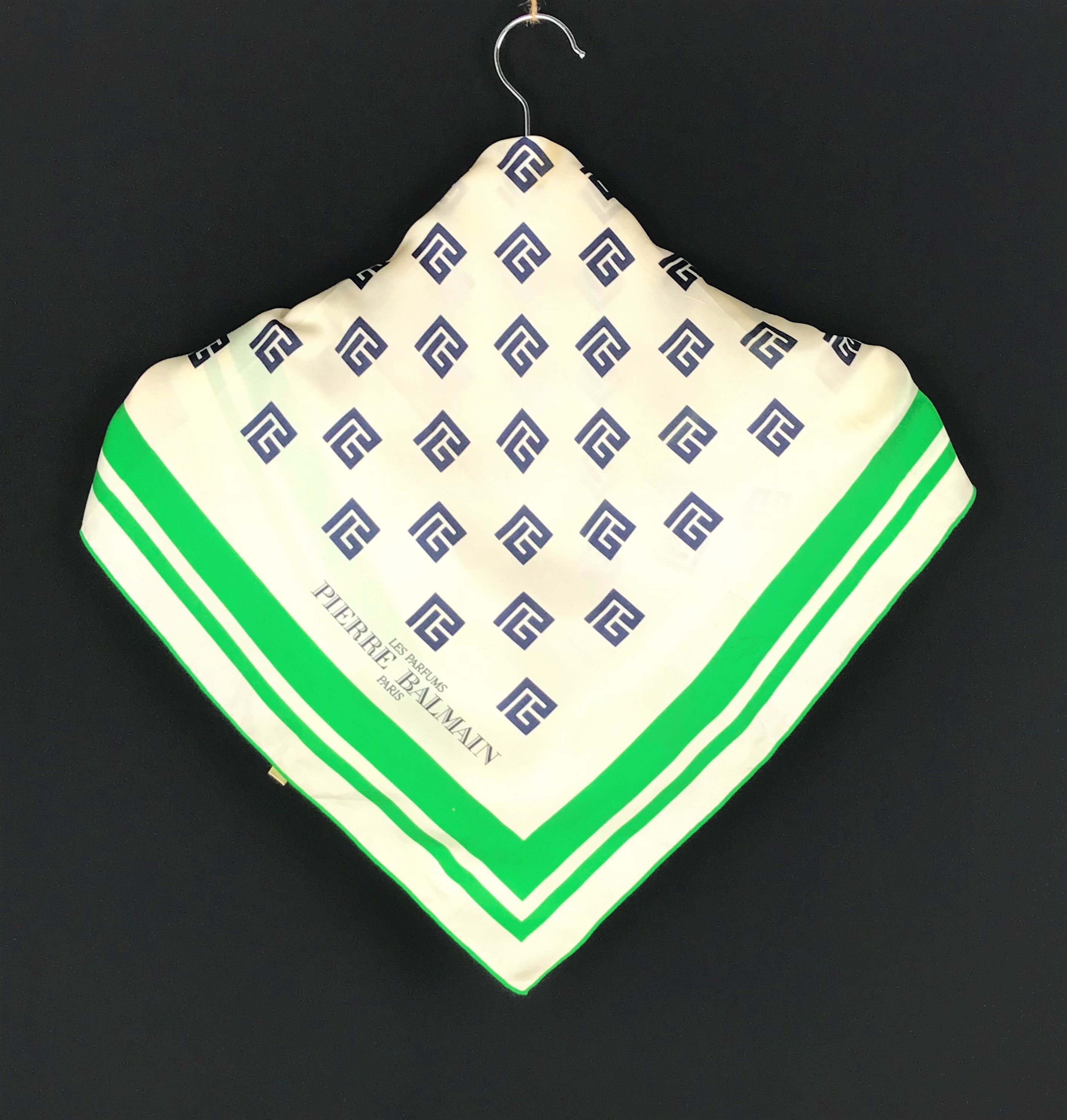 Vintage Pierre Balmain Monogram Silk Scarf