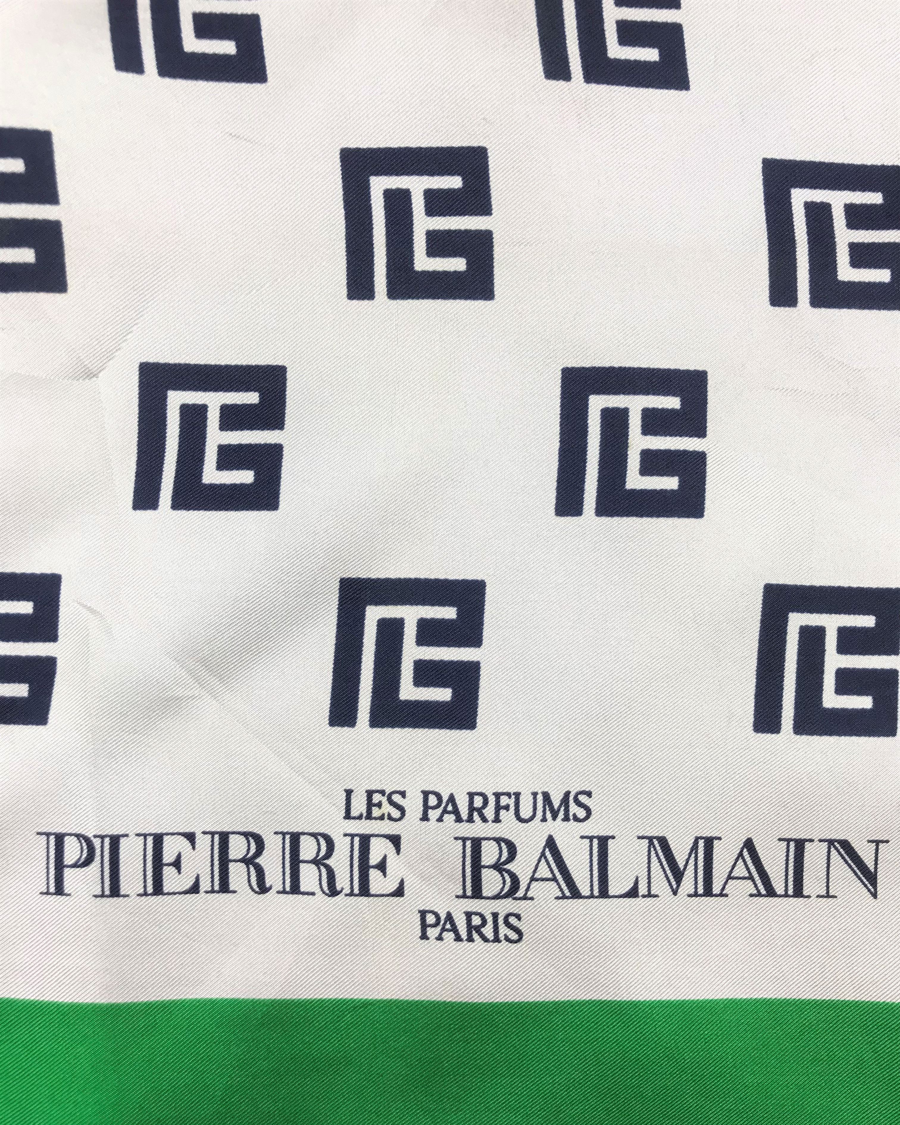 Vintage Pierre Balmain Monogram Silk Scarf