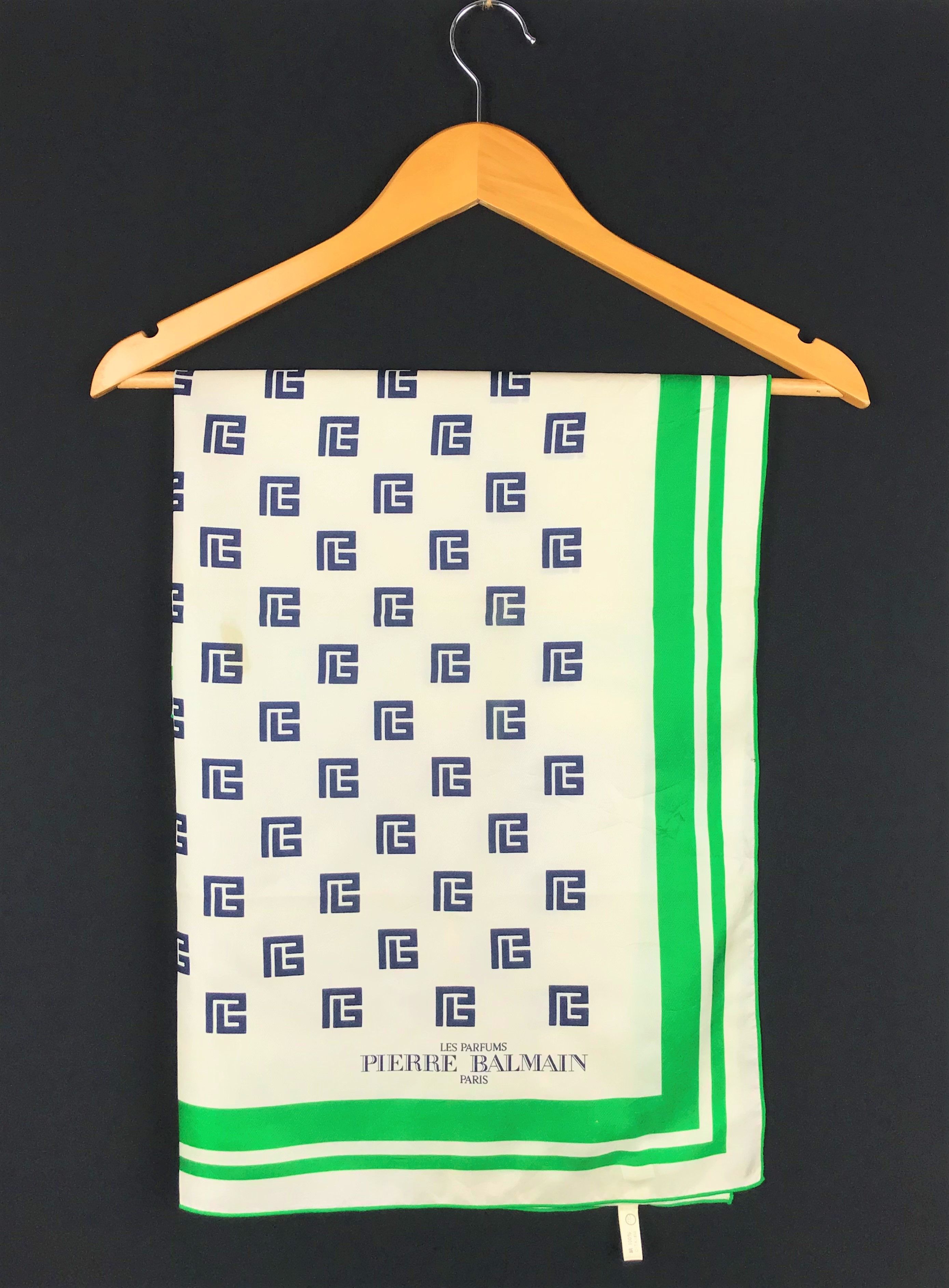 Vintage Pierre Balmain Monogram Silk Scarf