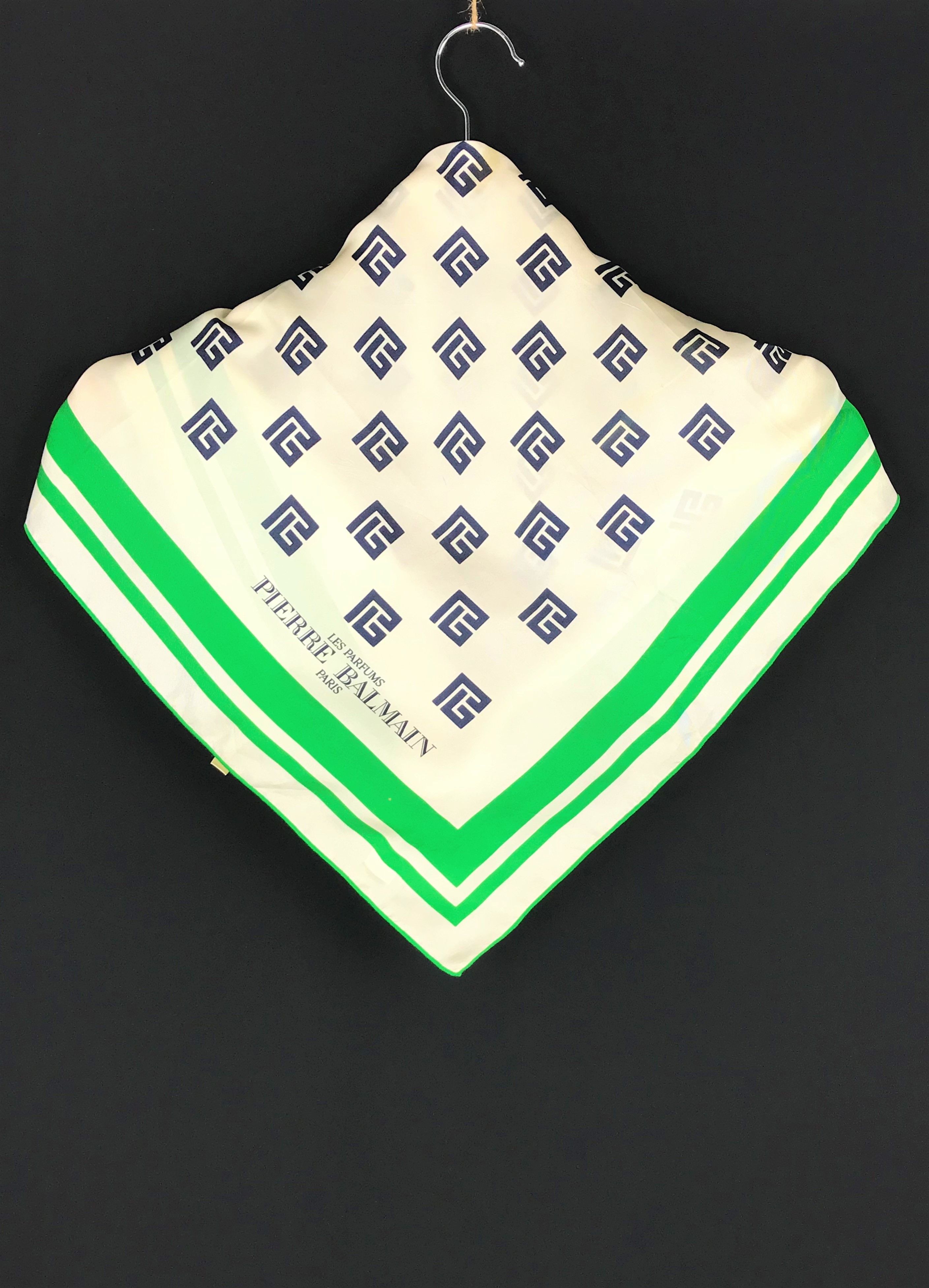 Vintage Pierre Balmain Monogram Silk Scarf