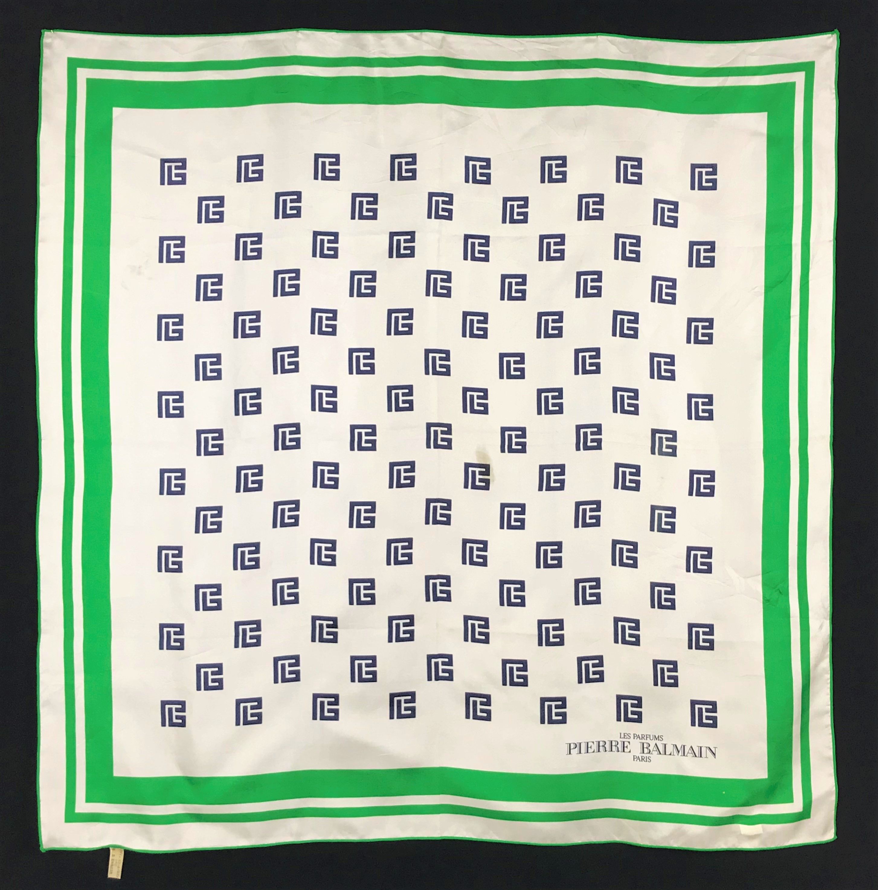 Vintage Pierre Balmain Monogram Silk Scarf
