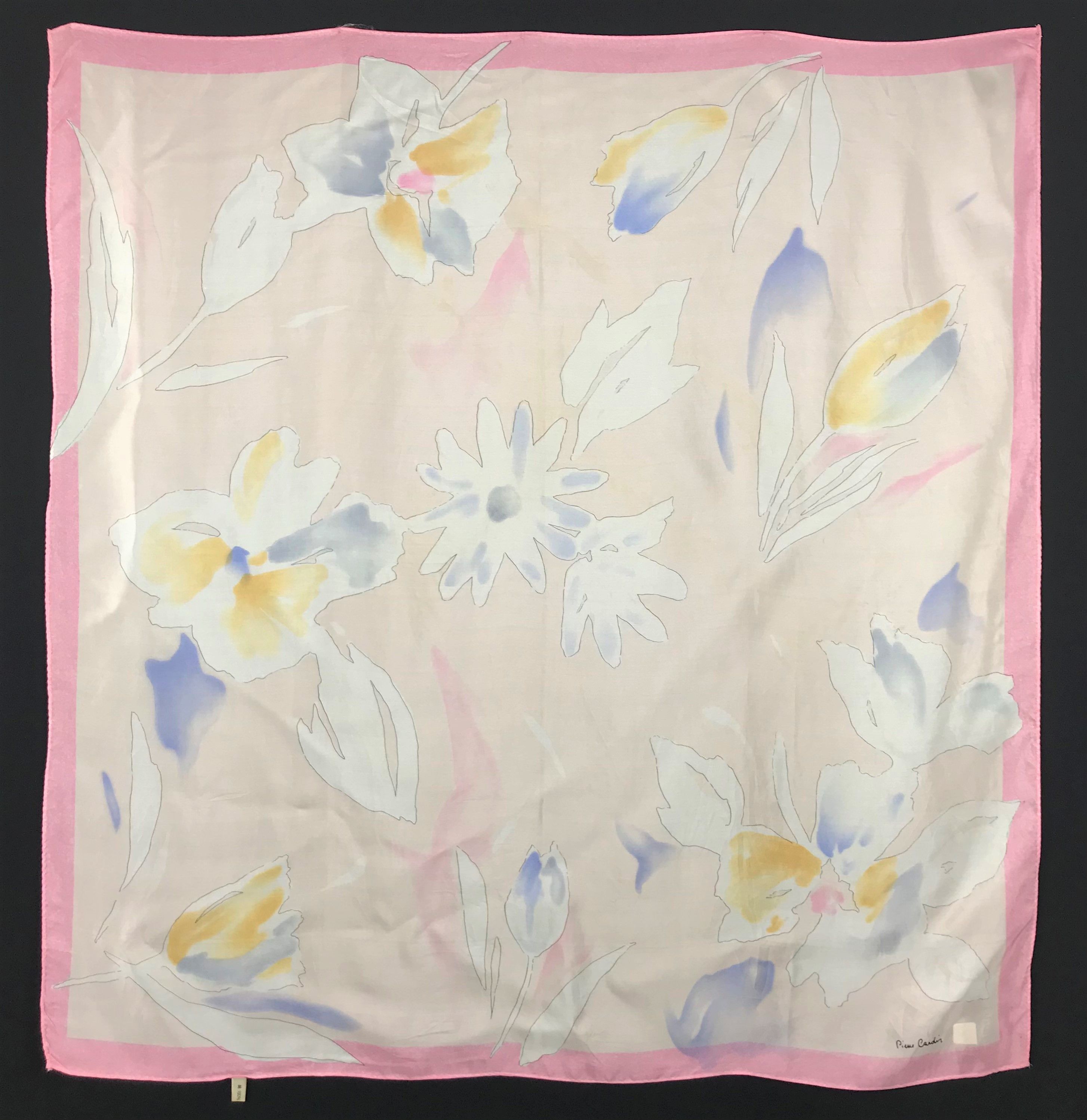Vintage Pierre Cardin Floral Silk Scarf