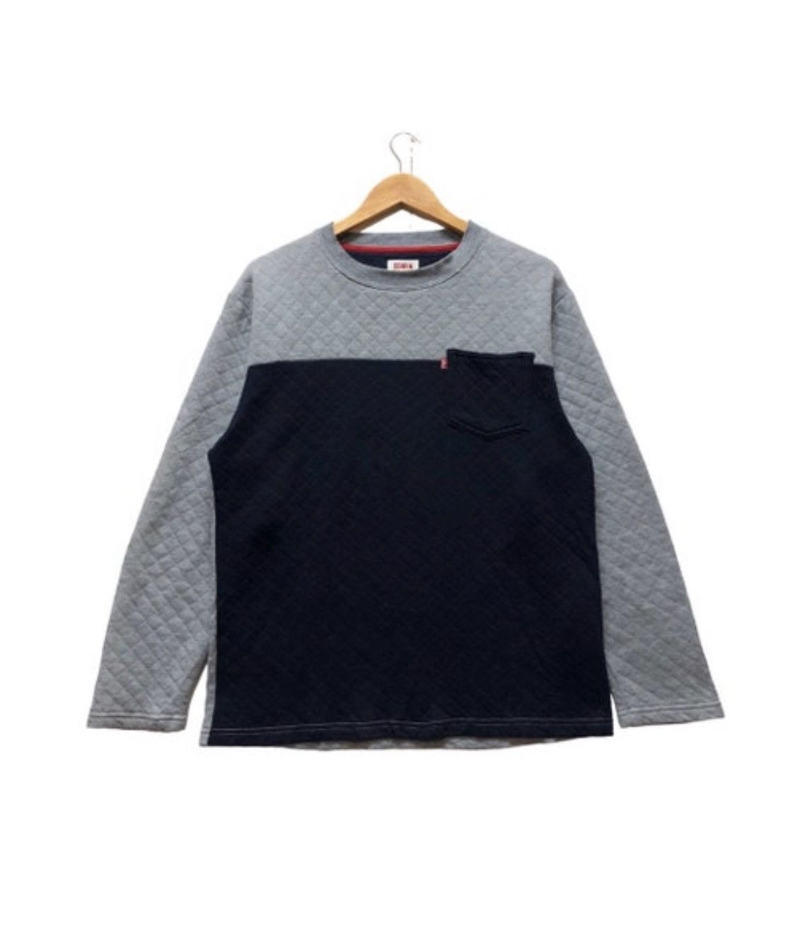 Edwin Long Sleeve Plain Single Pocket Pullover Sweater